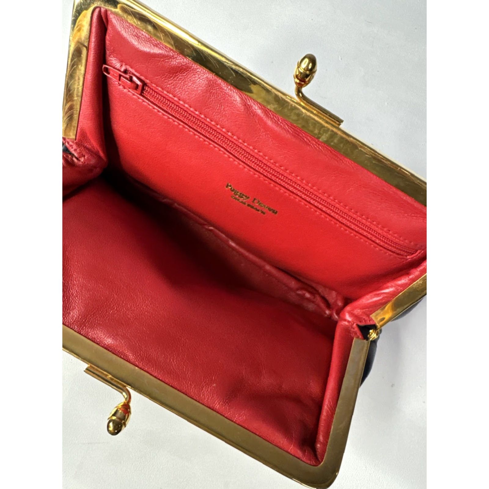 Vintage Peggy Daven Palm Beach Florida Navy Blue Leather Gold Accent Coin Purse Clutch Women Beach Coin Purse Palm Gold Accessories Navy Blue Size ONE SIZE - 6 Thumbnail