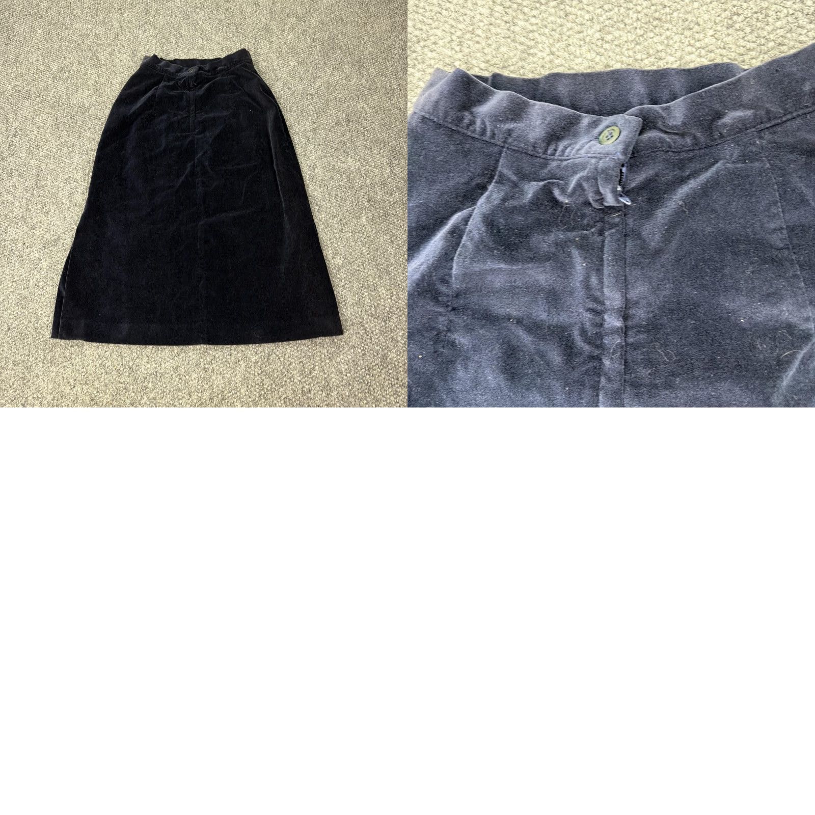 Velvet VINTAGE Albee Skirt Womens Blue Velvet Midi Side Slit 100% Cotton High Waist 10 Size 32" / US 10 / IT 46 - 8 Thumbnail