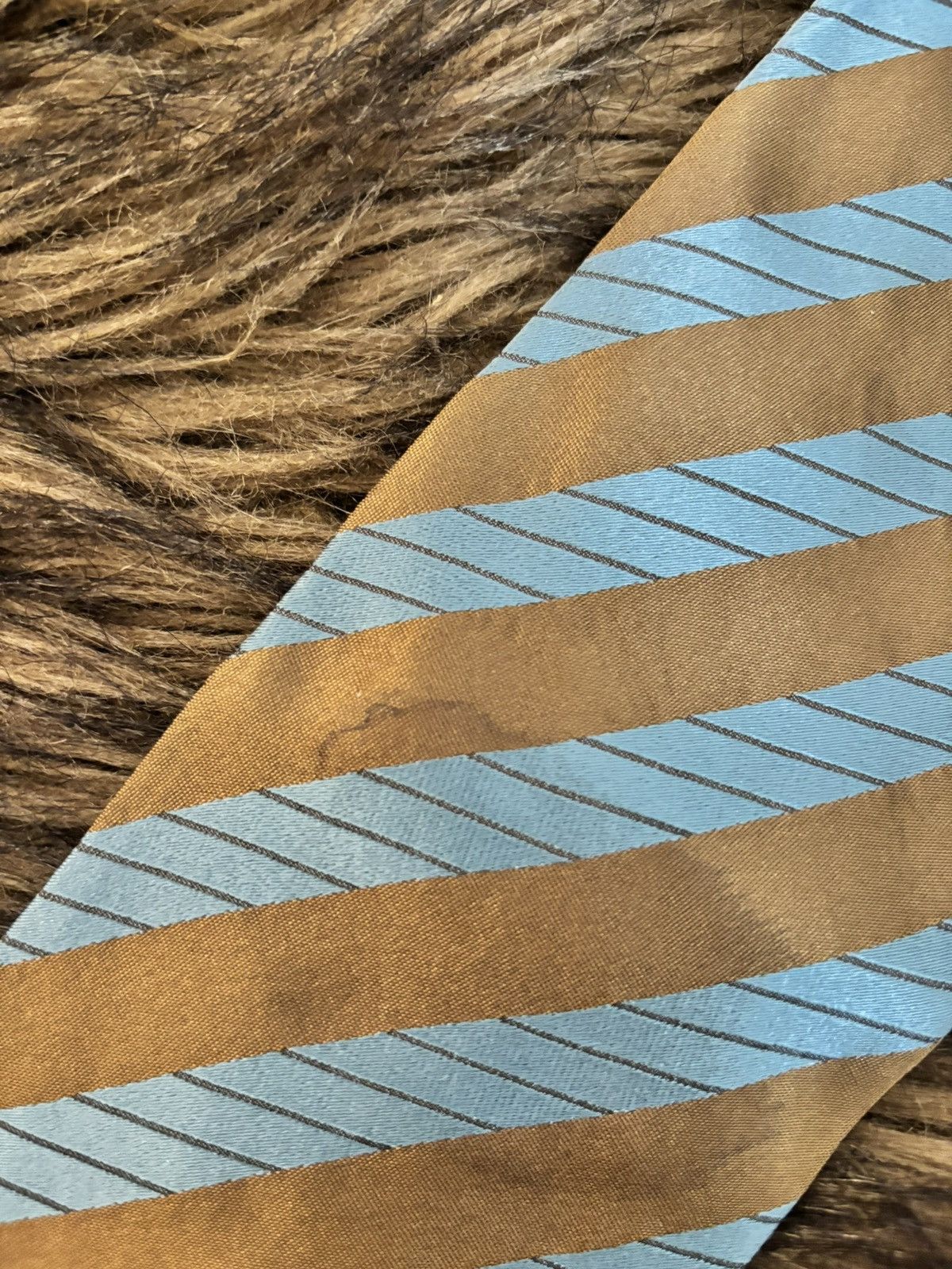 Valentino Valentino Roma Silk Striped Necktie — Gold & Aqua Size ONE SIZE - 6 Thumbnail