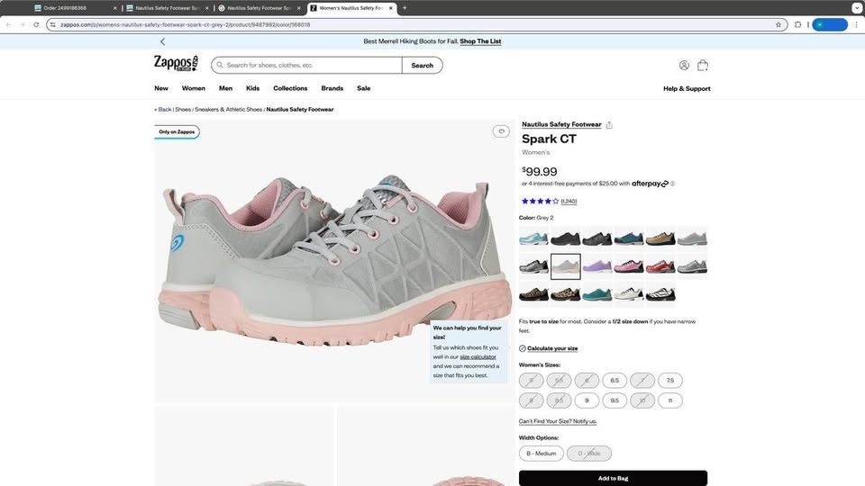 Other Nautilus women's Safety Footwear Spark CT Grey N1072 Size US 8.5 / IT 38.5 - 2 Thumbnail