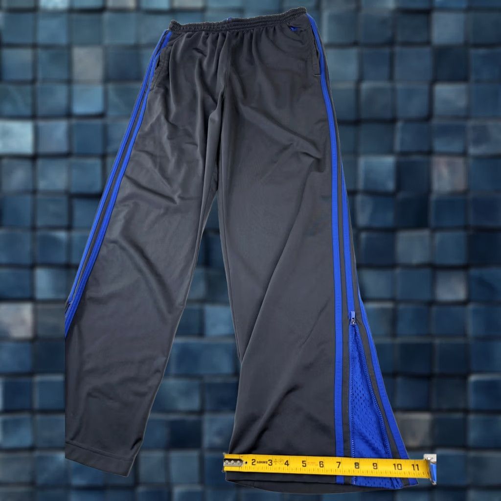 Adidas adidas Fleece Track Athletic Pants Men L 31x31 Gray Blue Straight Leg Zip Cuff Size US 33 - 1 Thumbnail