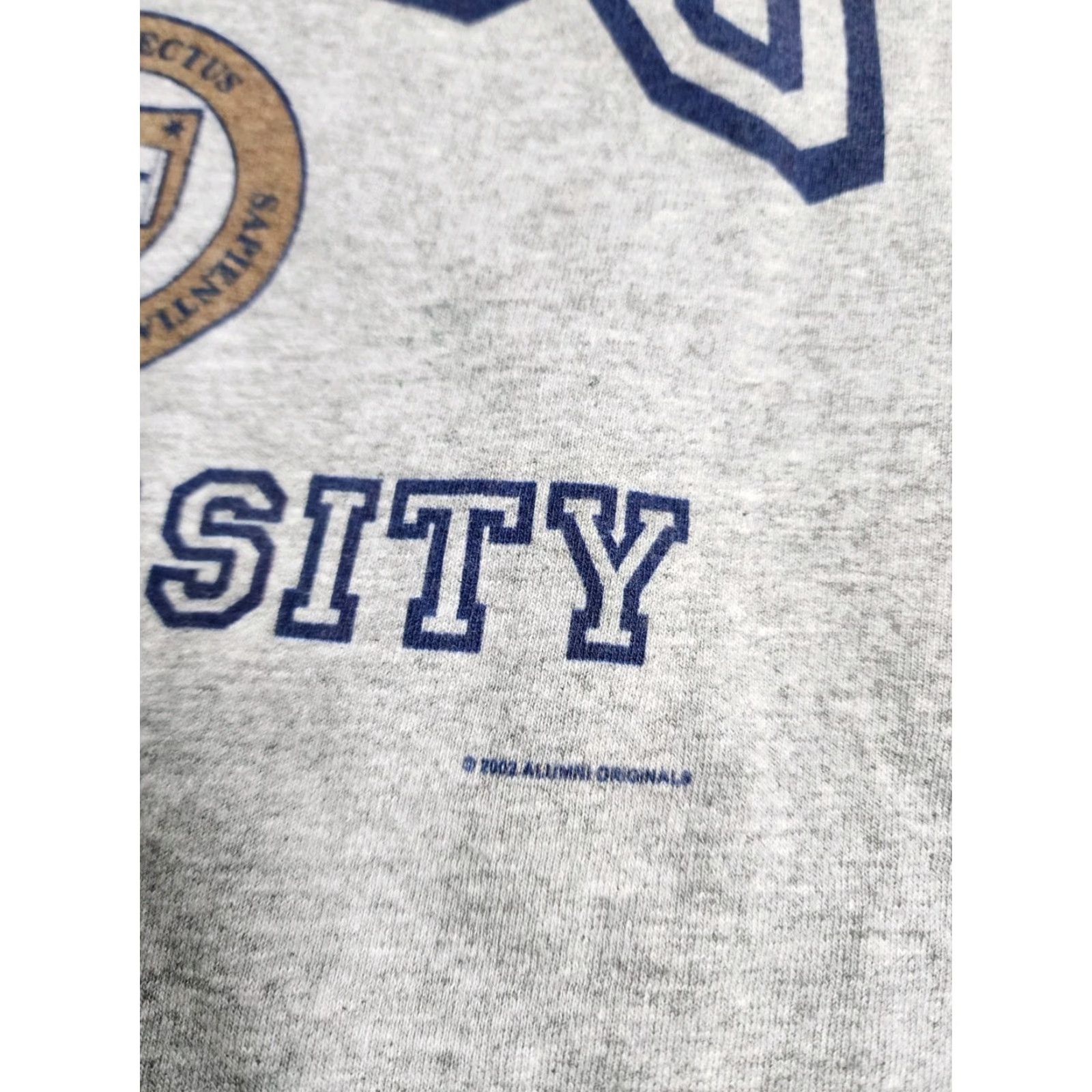 Gildan VINTAGE Gildan University T-Shirt Long Sleeve Crew Neck Men L Gray 2002 Distressed Shirt Mens Size US L / EU 52-54 / 3 - 3 Thumbnail