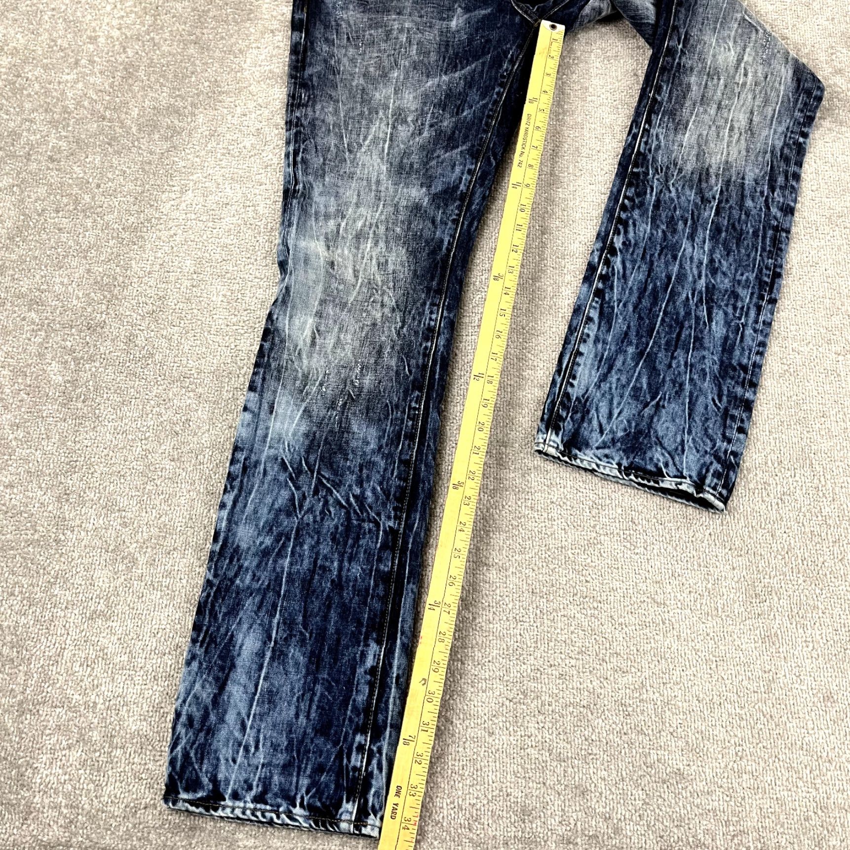 Prps PRPS Jeans Mens 32x34 Acid Blue Wash Denim Button Fly Hip Hop Streetwear E69P92P Color Blue Solid 5-Pocket Design Regular Straight Jeans Men Size US 32 / EU 48 - 5 Thumbnail