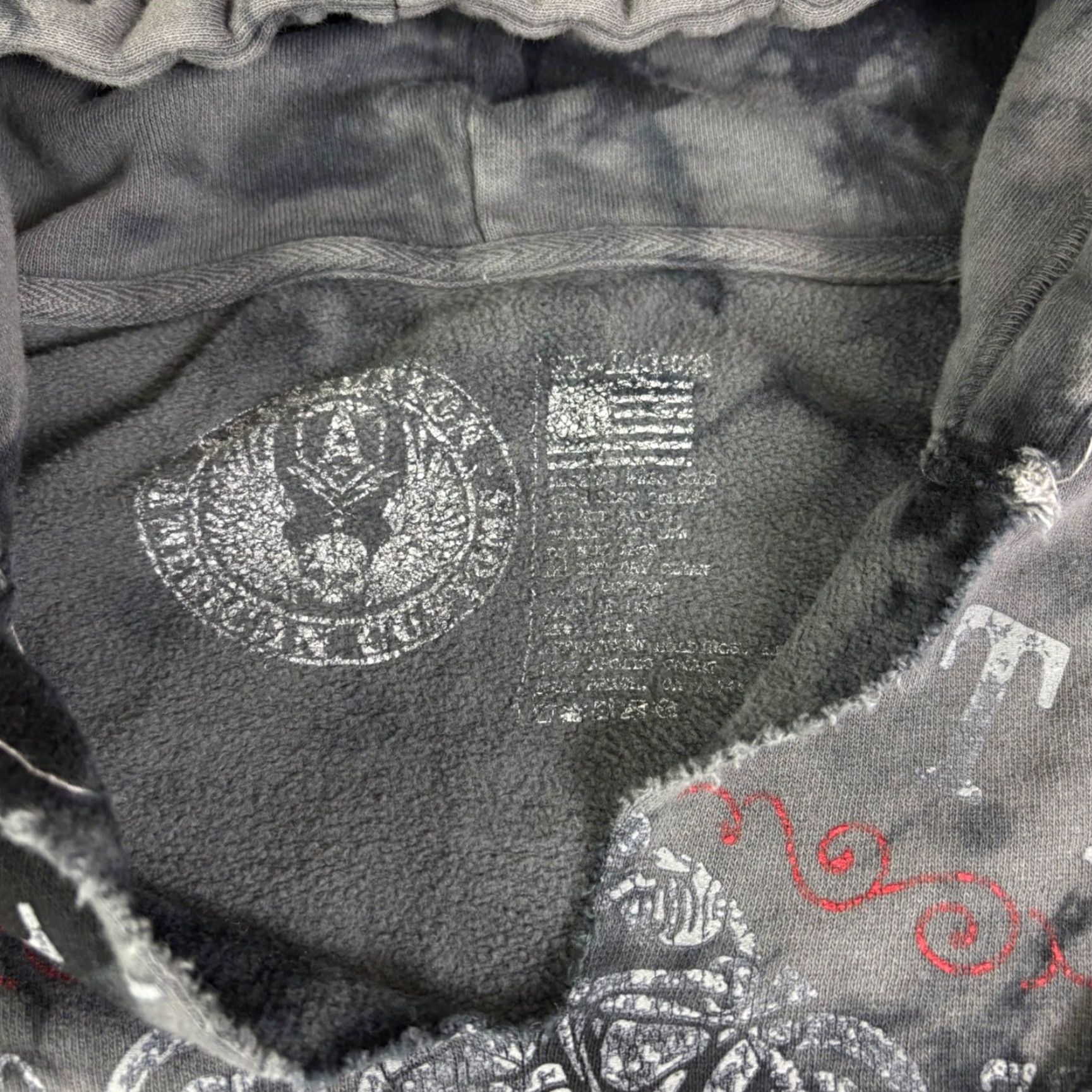 Affliction Affliction Hoodies Mens XL Tie Dye Moto Graphic Live Fast Black Multicolor Graphic Print Pullover Hooded Beaded Pocket V-Neck Long Sleeve Size US XL / EU 56 / 4 - 3 Thumbnail