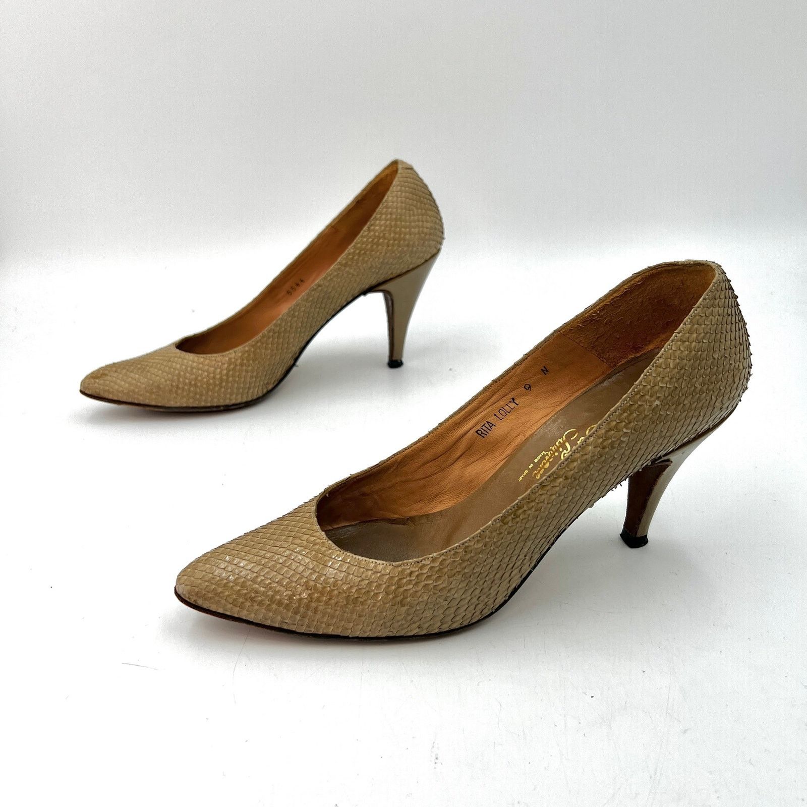 Vintage Rosina Ferragamo Schiavone Snake Leather Heels Size US 9 / IT 39 - 11 Thumbnail