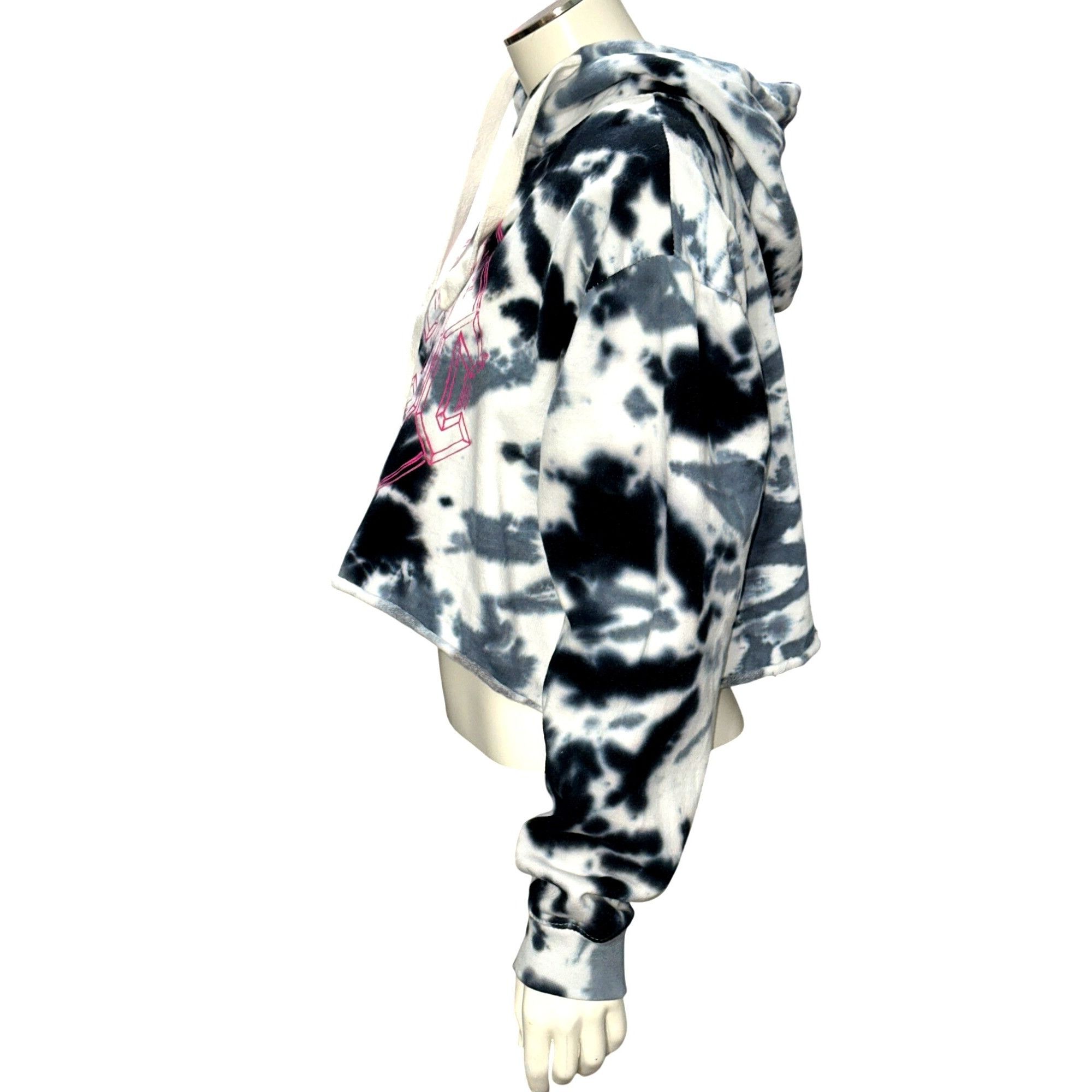 AC/DC ACDC Black White Tie Dye Cropped Hoodie Sweatshirt Graphic L Size M / US 6-8 / IT 42-44 - 4 Thumbnail