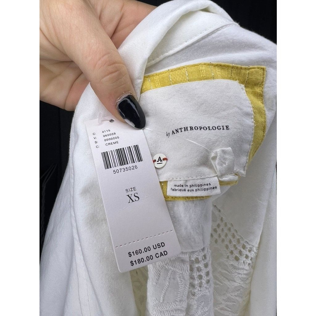 Anthropologie NWT Anthropologie Women's XS White Eyelet Anorak Jacket Size XS / US 0-2 / IT 36-38 - 10 Thumbnail