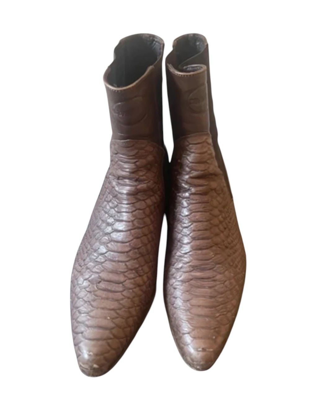 Roberto Cavalli JUST CAVALLI PYTHON FRONT LEATHER COWBOY ANKLE BOOTS Size US 6.5 / EU 39-40 - 2 Thumbnail