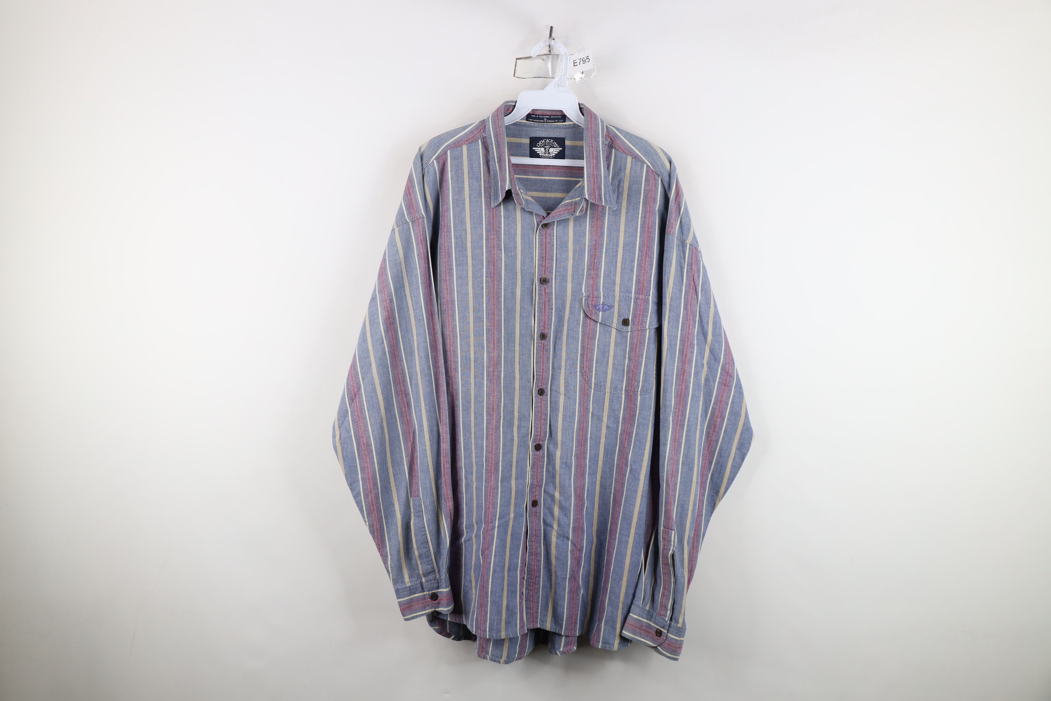 Vintage Vintage 90s Streetwear Chambray Collared Button Shirt Size US L / EU 52-54 / 3 - 1 Thumbnail