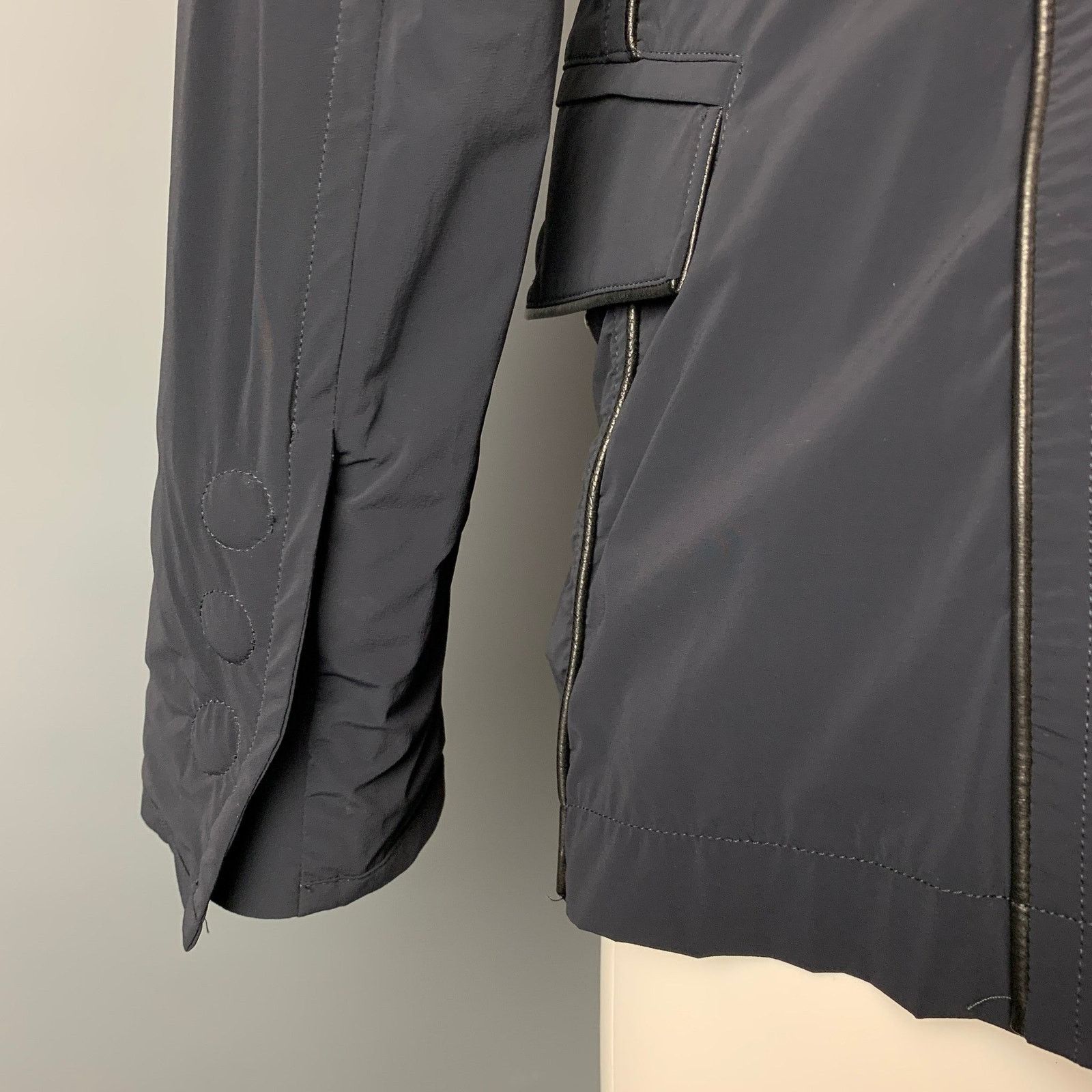 Giorgio Armani GIORGIO ARMANI Navy Nylon Blend Snaps Lightweight Jacket Size US L / EU 52-54 / 3 - 5 Thumbnail
