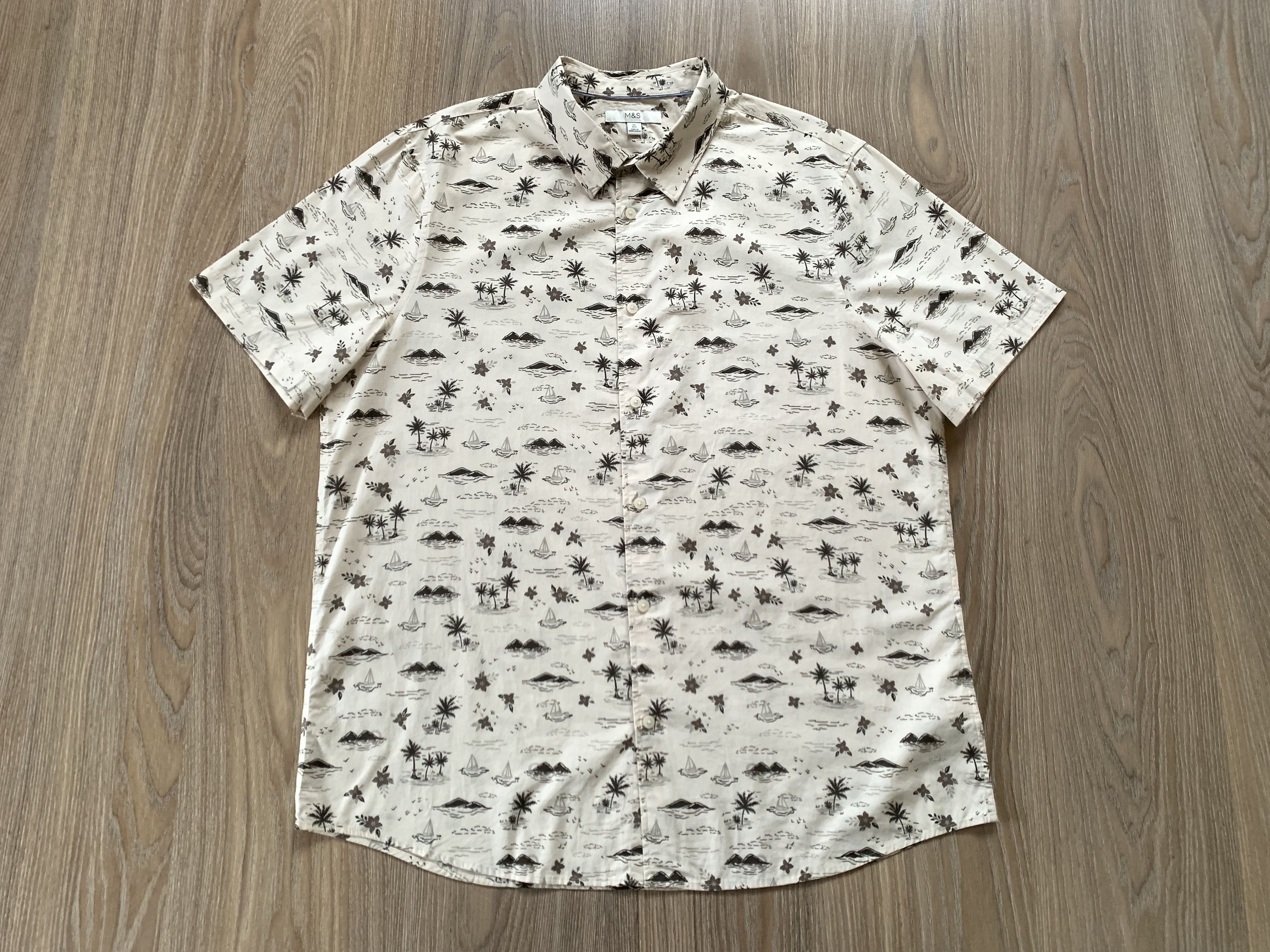 Marks & Spencer Marks & Spencer Cotton Printed Hawaiian Shirt Size US XL / EU 56 / 4 - 2 Thumbnail