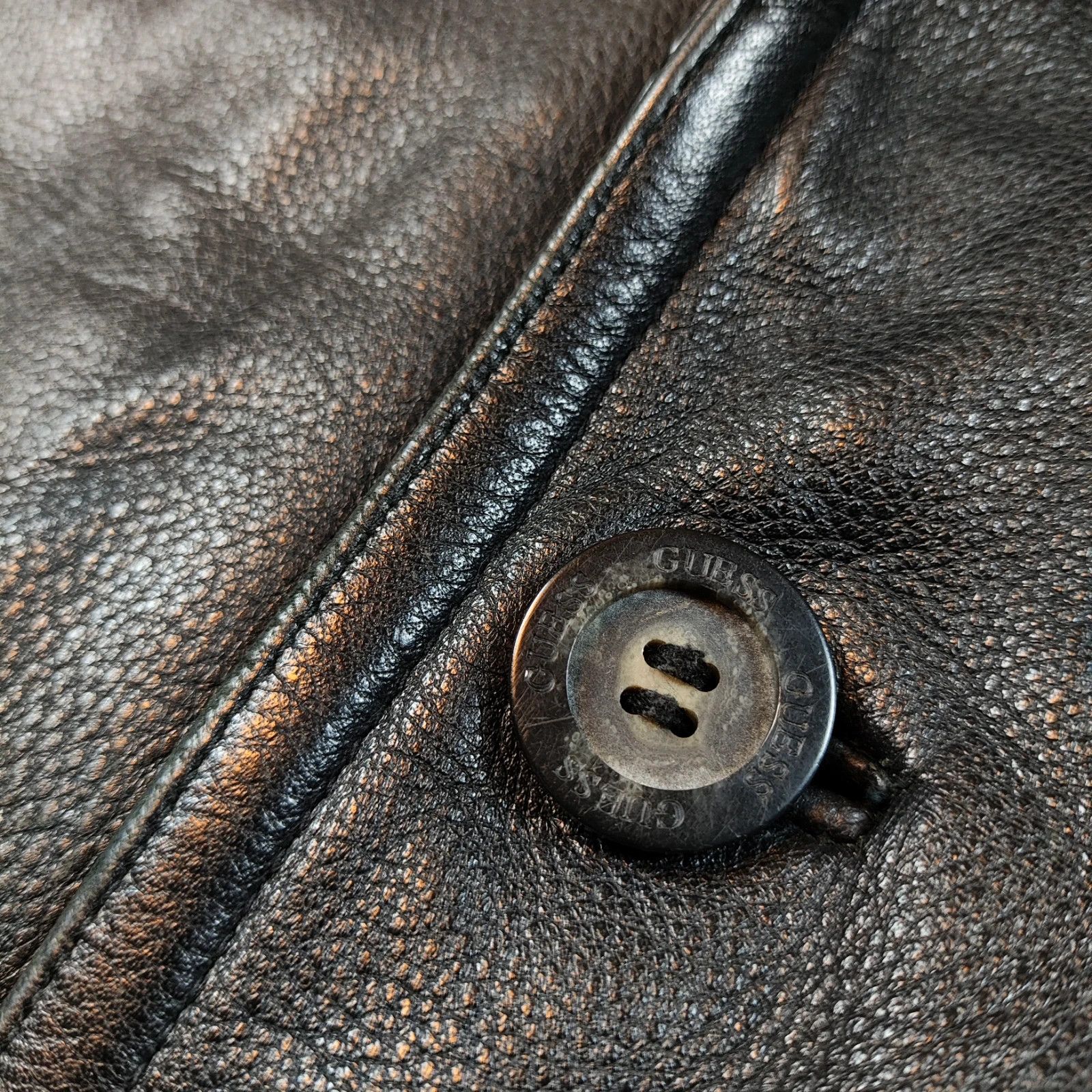 Guess Vintage Guess XL leather jacket button 90s rare archive Size US XL / EU 56 / 4 - 7 Thumbnail