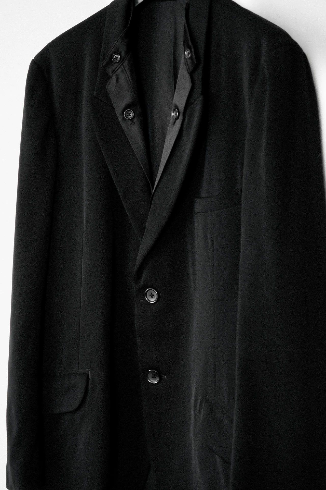 Yohji Yamamoto Yohji Yamamoto 19AW Vtg Silk Double-Collar Smoking Jkt Size US M / EU 48-50 / 2 - 2 Thumbnail