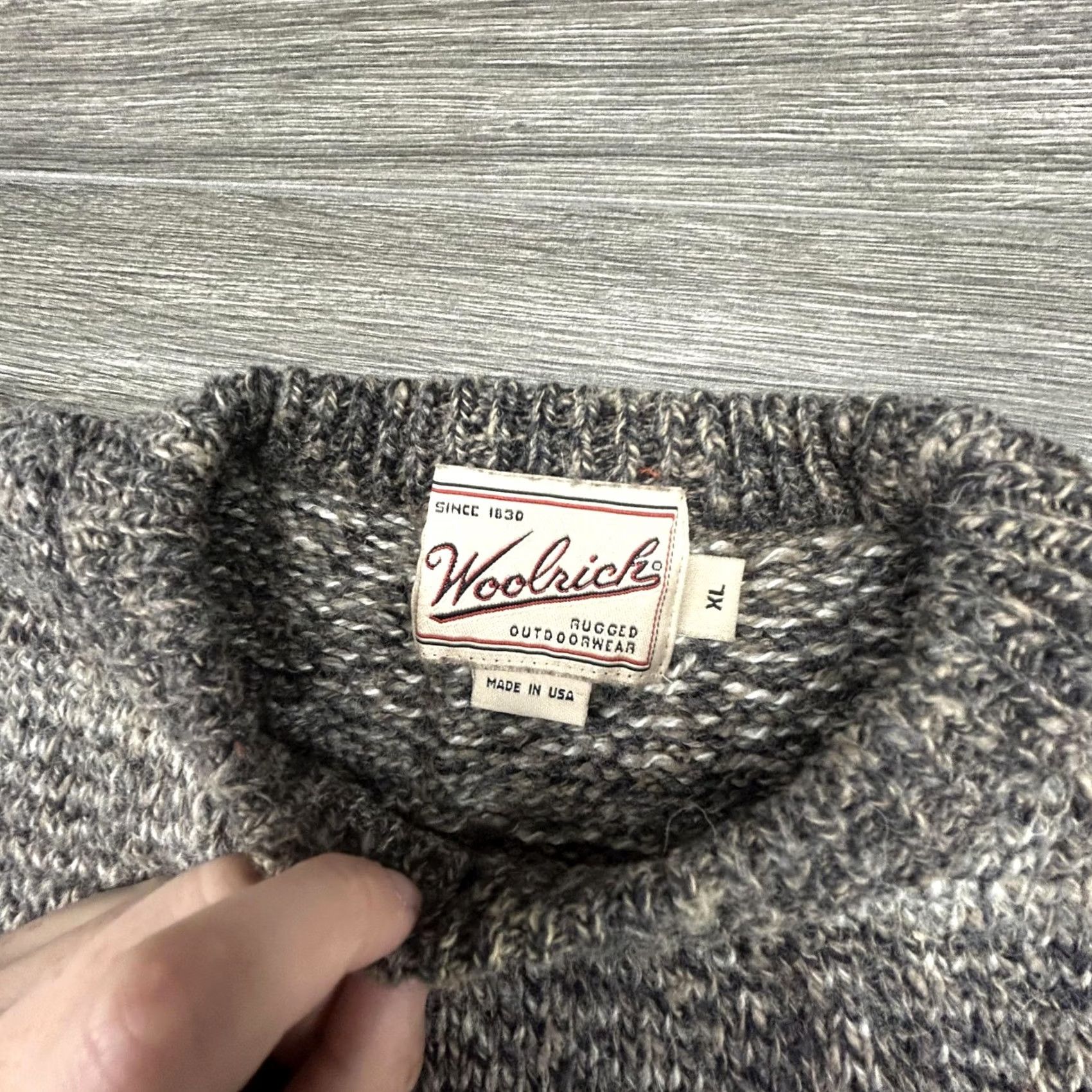 Vintage VINTAGE Woolrich Sweater Mens XL Gray Plaid Heavyweight Knit Wool 90s Pullover Crew Neck Wool Nylon Knit Size US XL / EU 56 / 4 - 5 Thumbnail