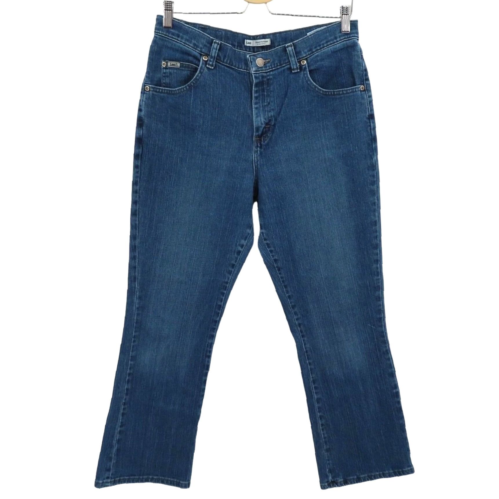 Lee Lee Womens Jeans 10S Bootcut Relaxed Mid Wash Denim Cotton 5-Pocket 10 Regular Shorts Short 30" Inseam Blue jeans Size 32" / US 10 / IT 46 - 2 Thumbnail
