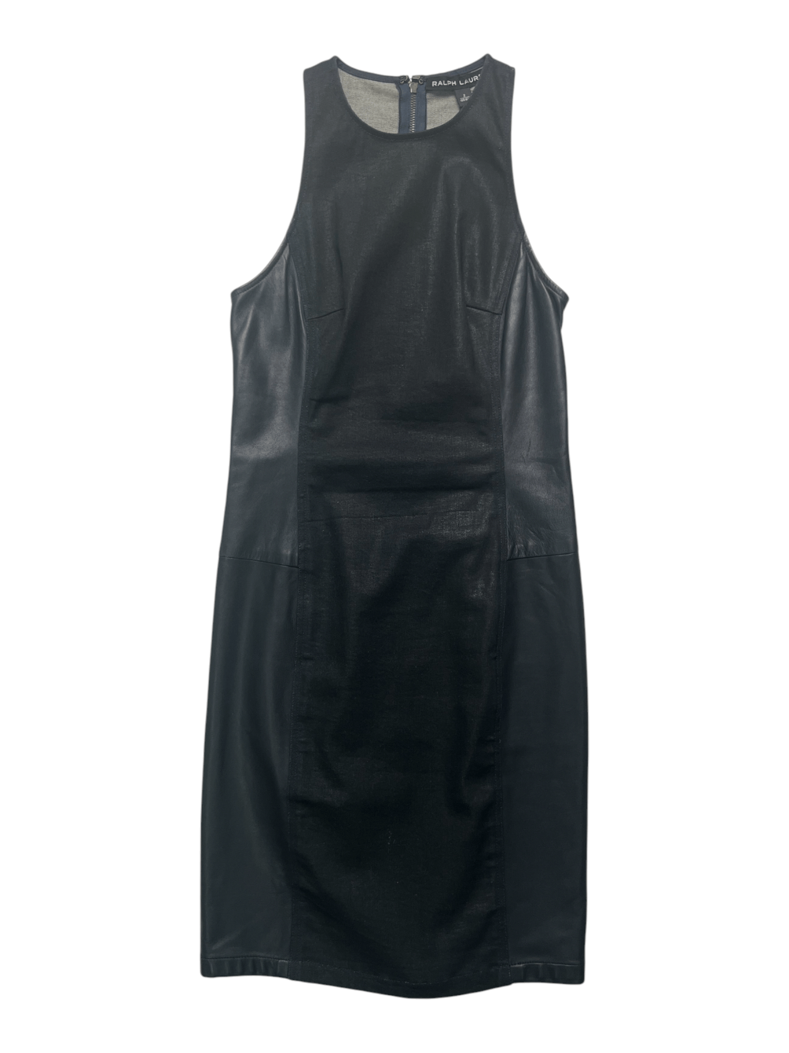 Ralph Lauren Ralph Lauren Black Denim Slim Dress With Leather Side Panels Size XS / US 0-2 / IT 36-38 - 1 Thumbnail