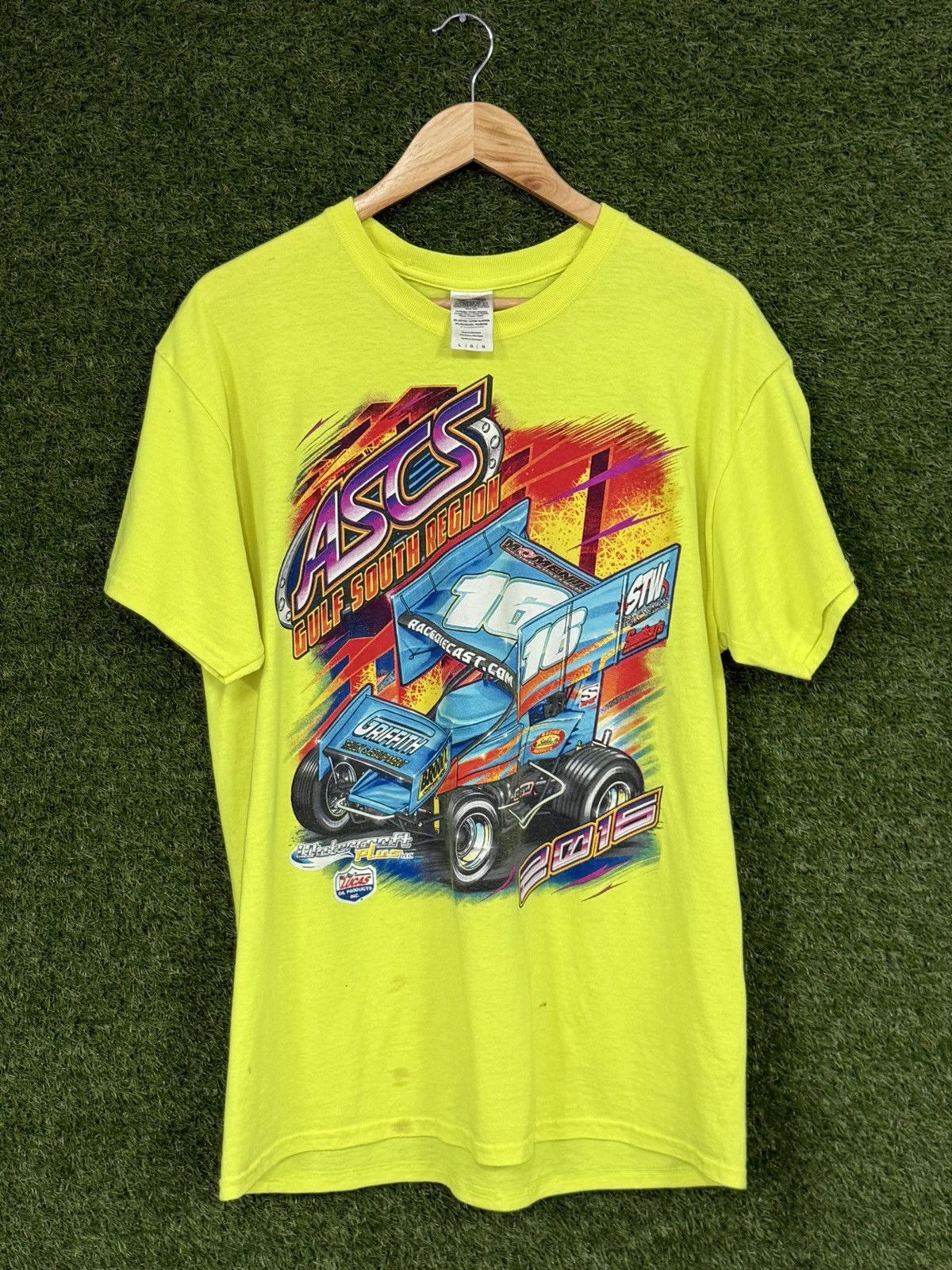 Vintage Vintage Gildan Nascar Race Neon Green Retro Car Tee Large Size US L / EU 52-54 / 3 - 2 Thumbnail