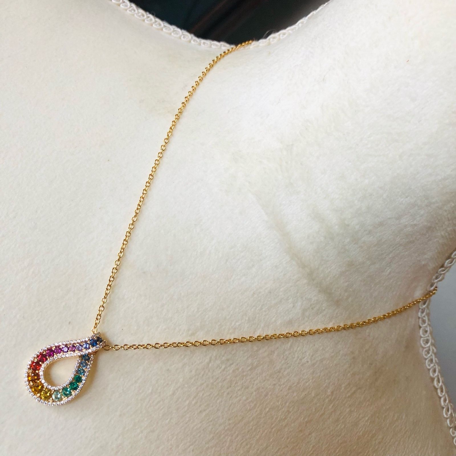 Jewelry Danbury Mint Rainbow Drop Pendant on chain necklace Size ONE SIZE - 1 Preview