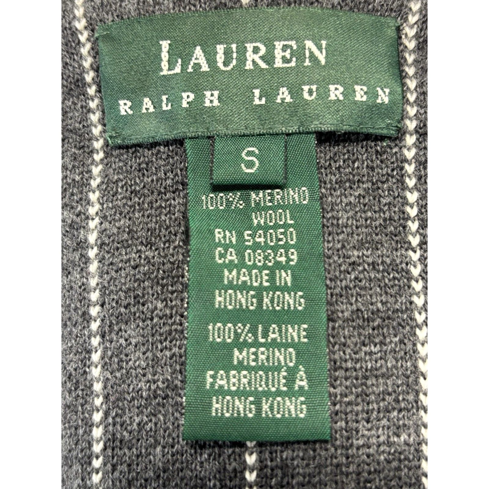 Ralph Lauren VINTAGE Lauren Ralph Lauren Knit Blazer Sweater Small Gray Pinstripe Merino Wool Womens Size S / US 4 / IT 40 - 8 Thumbnail