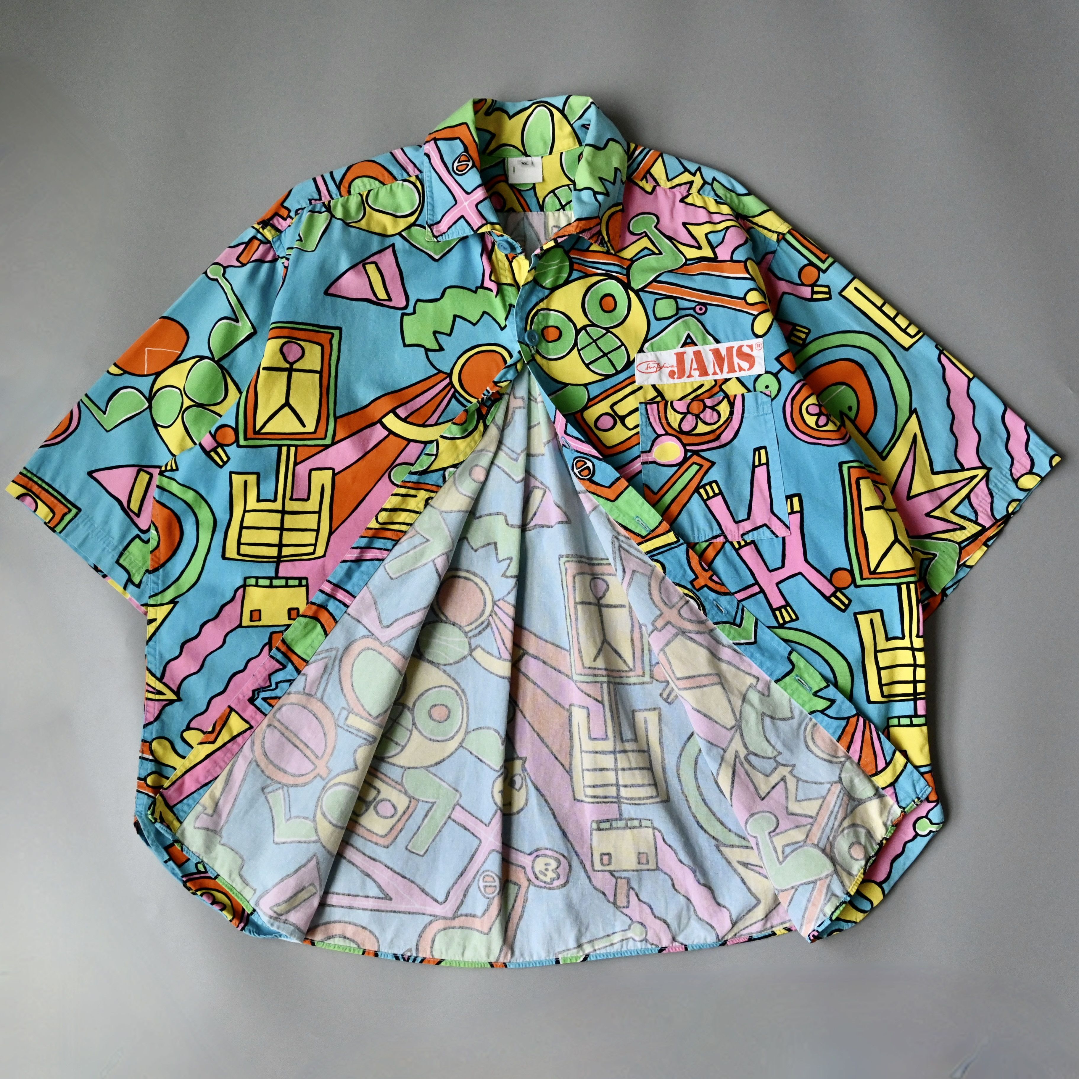 Jams World VTG 80s JAMS Surfline postmodern art cotton shirt XL, robot Size US XL / EU 56 / 4 - 2 Thumbnail