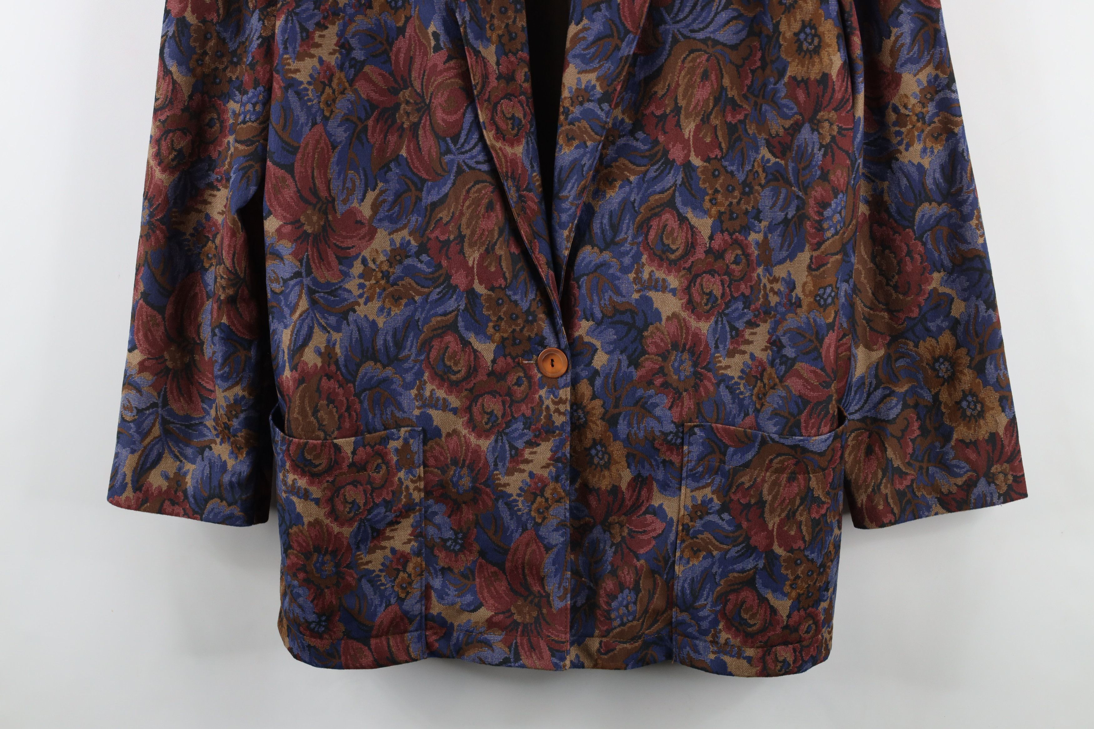 Vintage Vintage 90s Streetwear Floral One Button Blazer Jacket USA Size XXL / US 16-18 / IT 52-54 - 3 Thumbnail