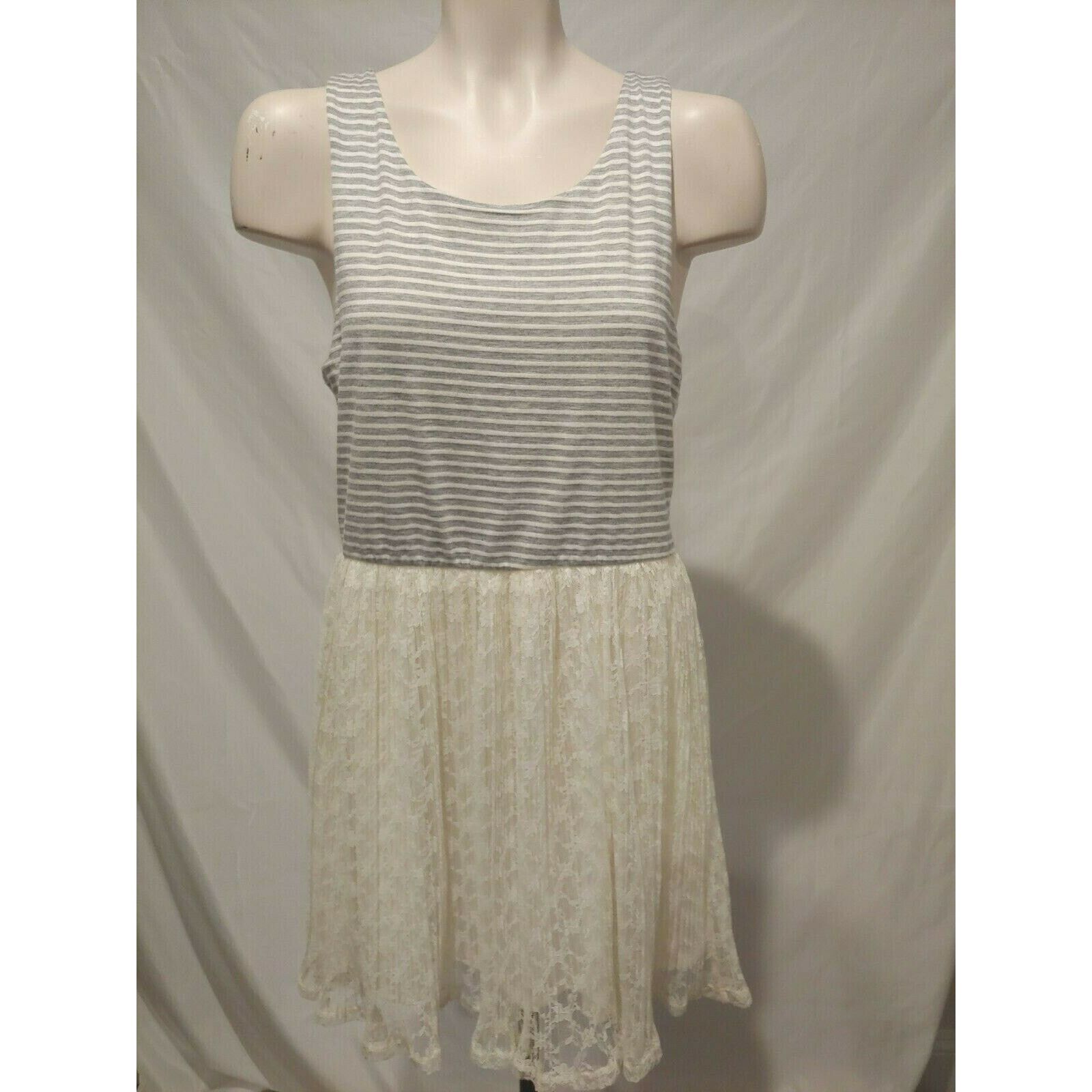 Other Altar'd State Boho Gray Striped Lace Dress Size Large Size L / US 10 / IT 46 - 1 Thumbnail