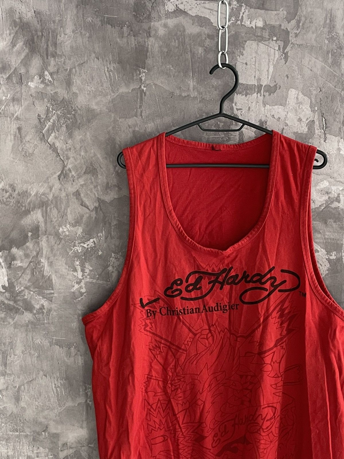 Ed Hardy Vintage Ed Hardy Red Tank Top Y2K 00s Punk Grunge Hype Size US XXL / EU 58 / 5 - 3 Thumbnail