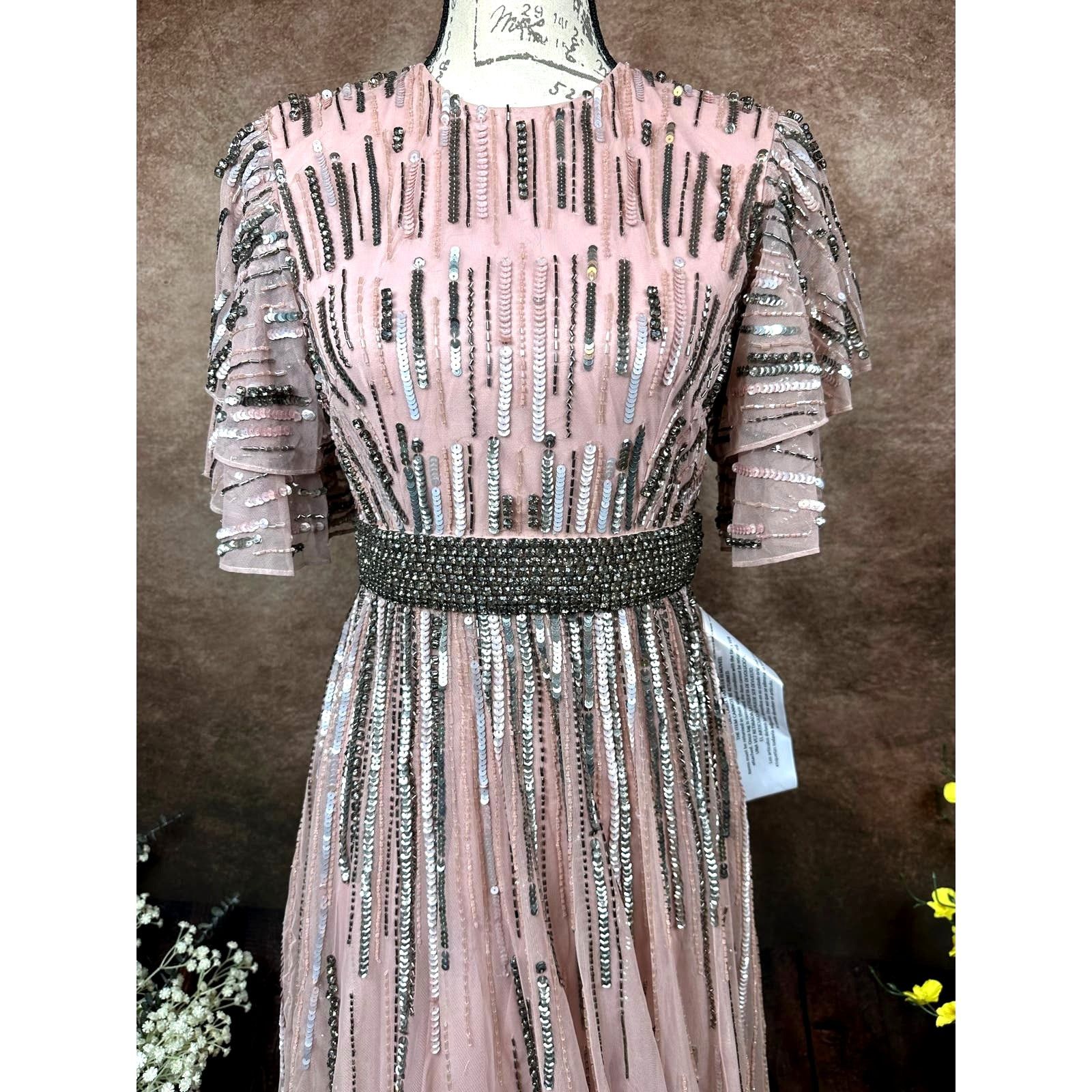 Other Mac Duggal Embellished Layered Sleeve Gown Vintage Rose 4 Size S / US 4 / IT 40 - 7 Thumbnail