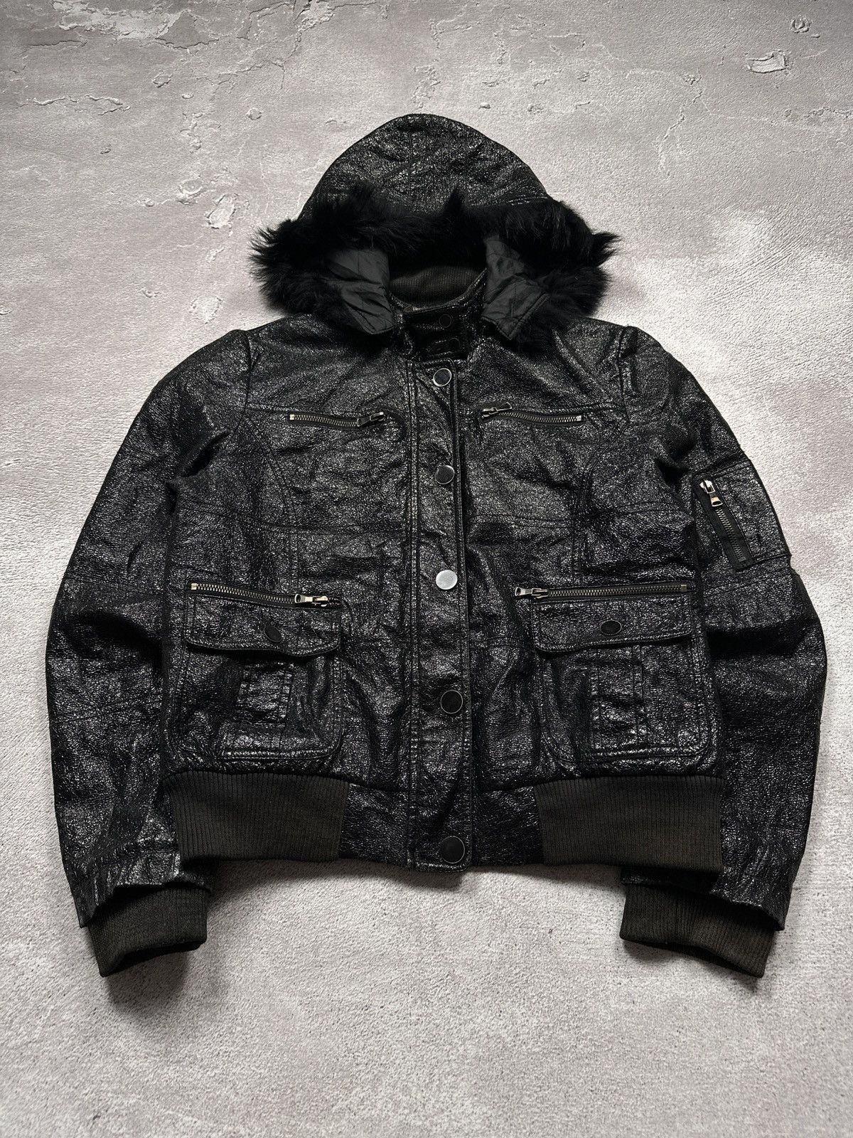 Vintage Y2K Escandelle LGB Style Fur Jacket Zip Hoodie