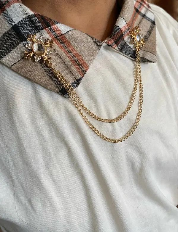 Jewelry Crystal Cross Chain Collar Shirt Size ONE SIZE - 1 Thumbnail