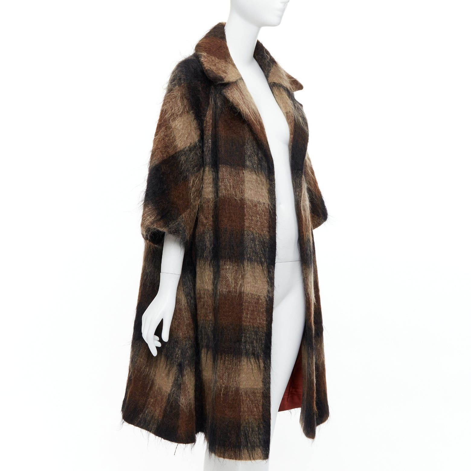 Other LILLI ANN Vintage brown checked mohair wide sleeve long overcoat Size M / US 6-8 / IT 42-44 - 1 Thumbnail