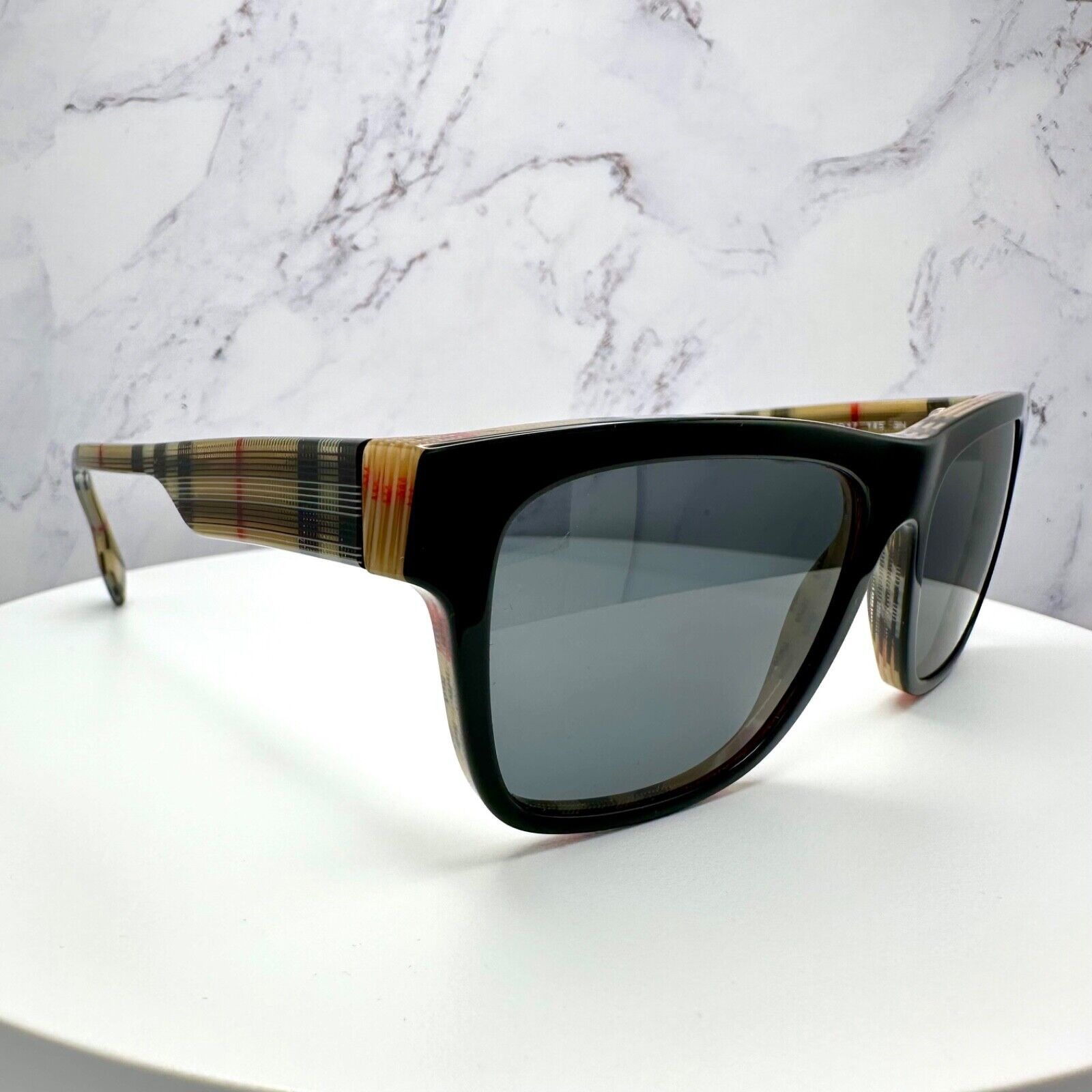 Burberry New Burberry Sunglasses Black Square Classic Check Arm Brown Size ONE SIZE - 13 Thumbnail