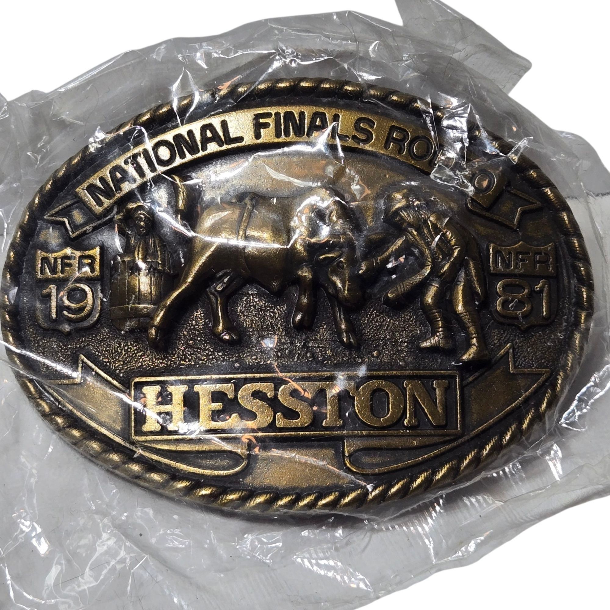 Other 1981 Finals Rodeo Belt Buckle Hesston NOS Bull Rider Clown N Size ONE SIZE - 12 Thumbnail
