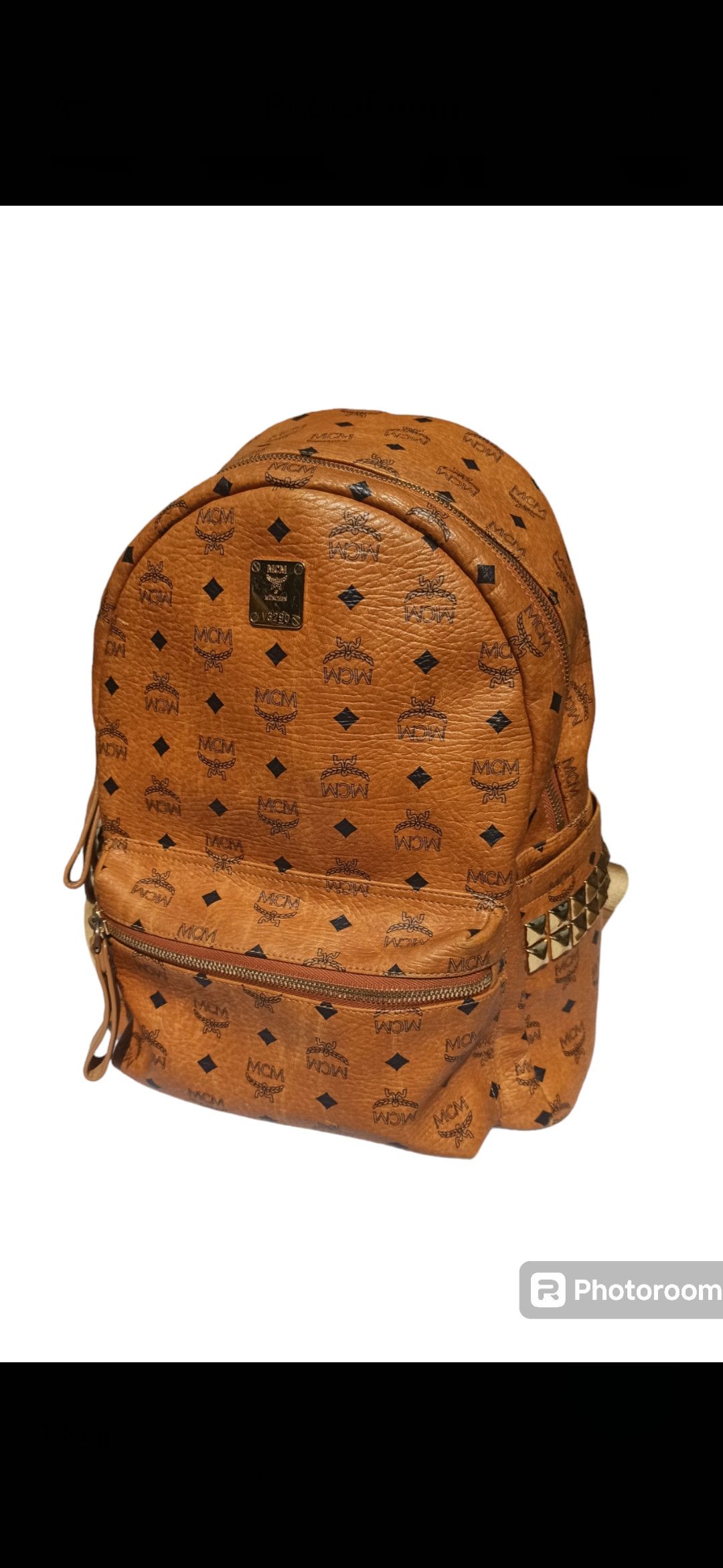 Mcm stark backpack visetos monogram & studs