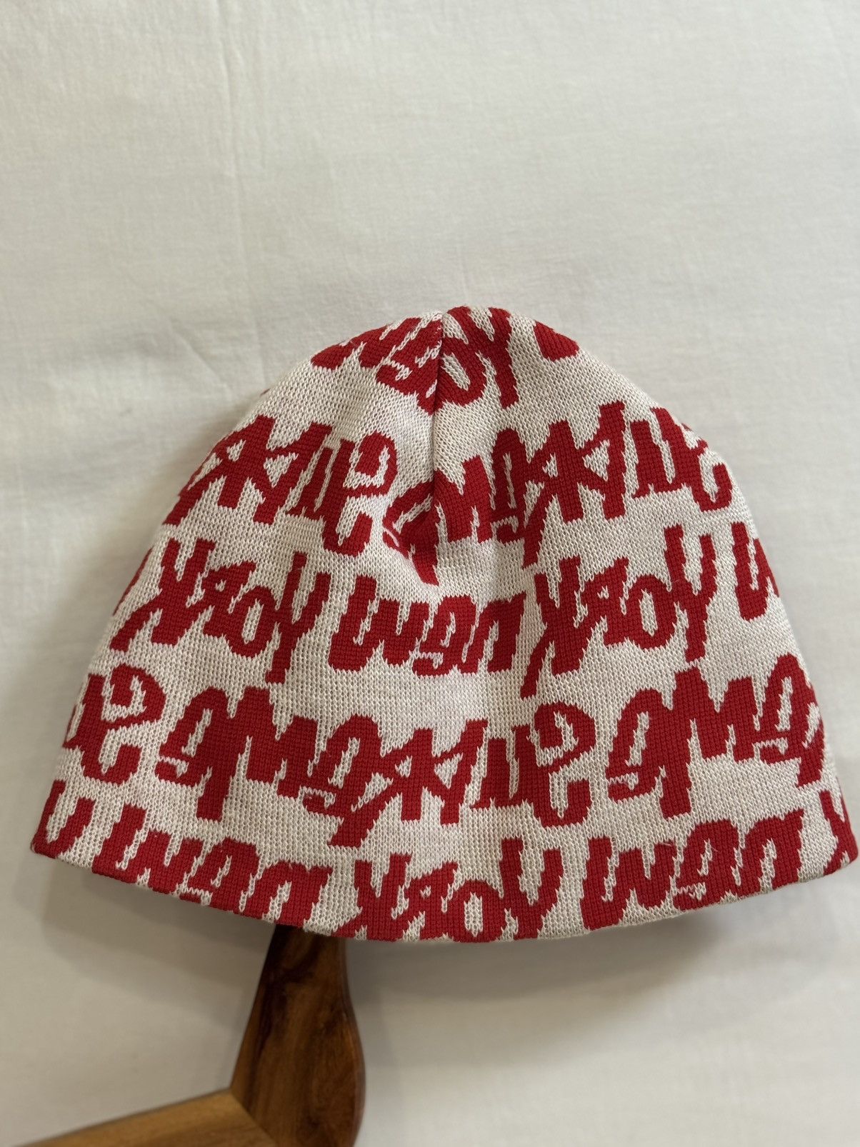 Supreme Supreme Graffiti Fat Tip Beanie in a white and red colorway Size ONE SIZE - 5 Thumbnail