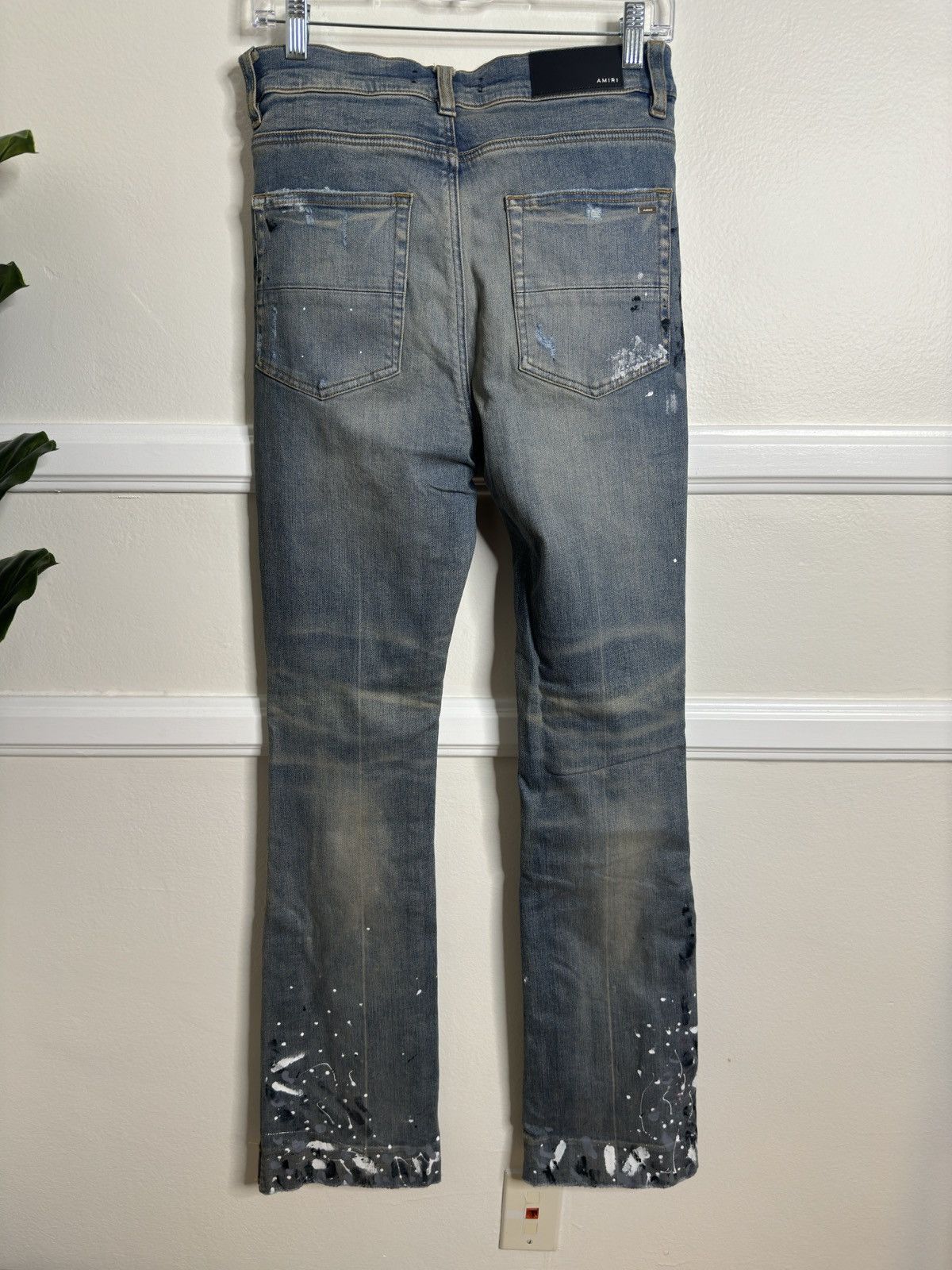 Amiri Amiri Stacked Paint Splatter Flare Denim Faded Blue 29 Size US 29 - 8 Thumbnail