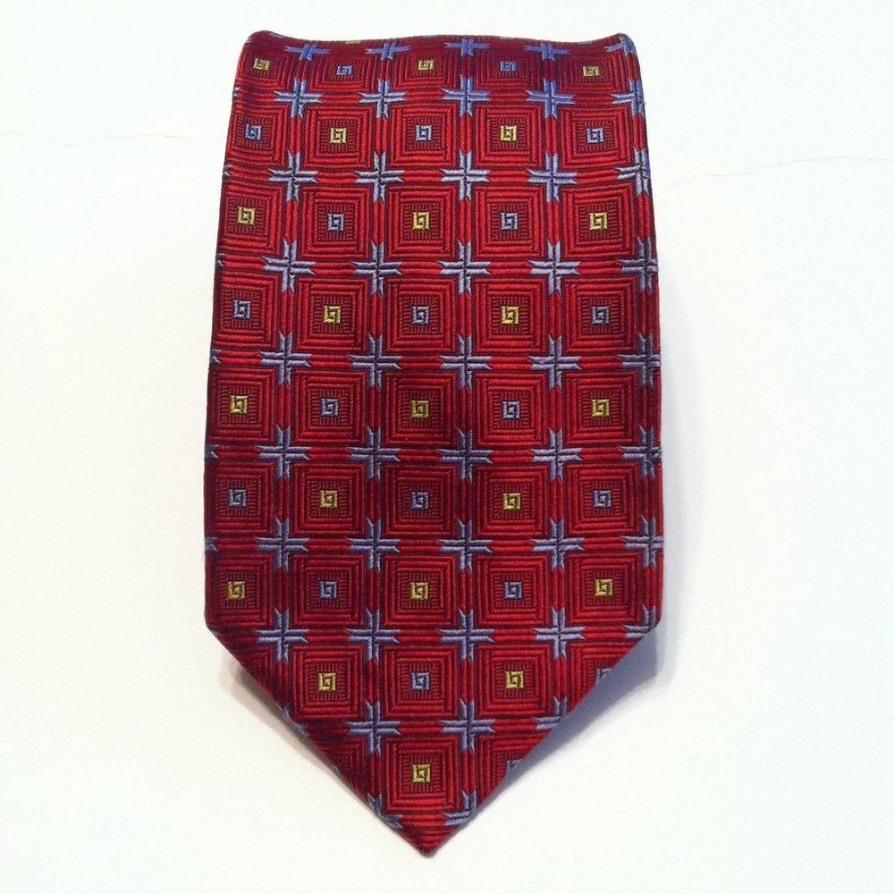 Robert Talbott ROBERT TALBOTT MENS NEW RED SILK TIE WIDTH: 3 1/2" Size ONE SIZE - 2 Thumbnail