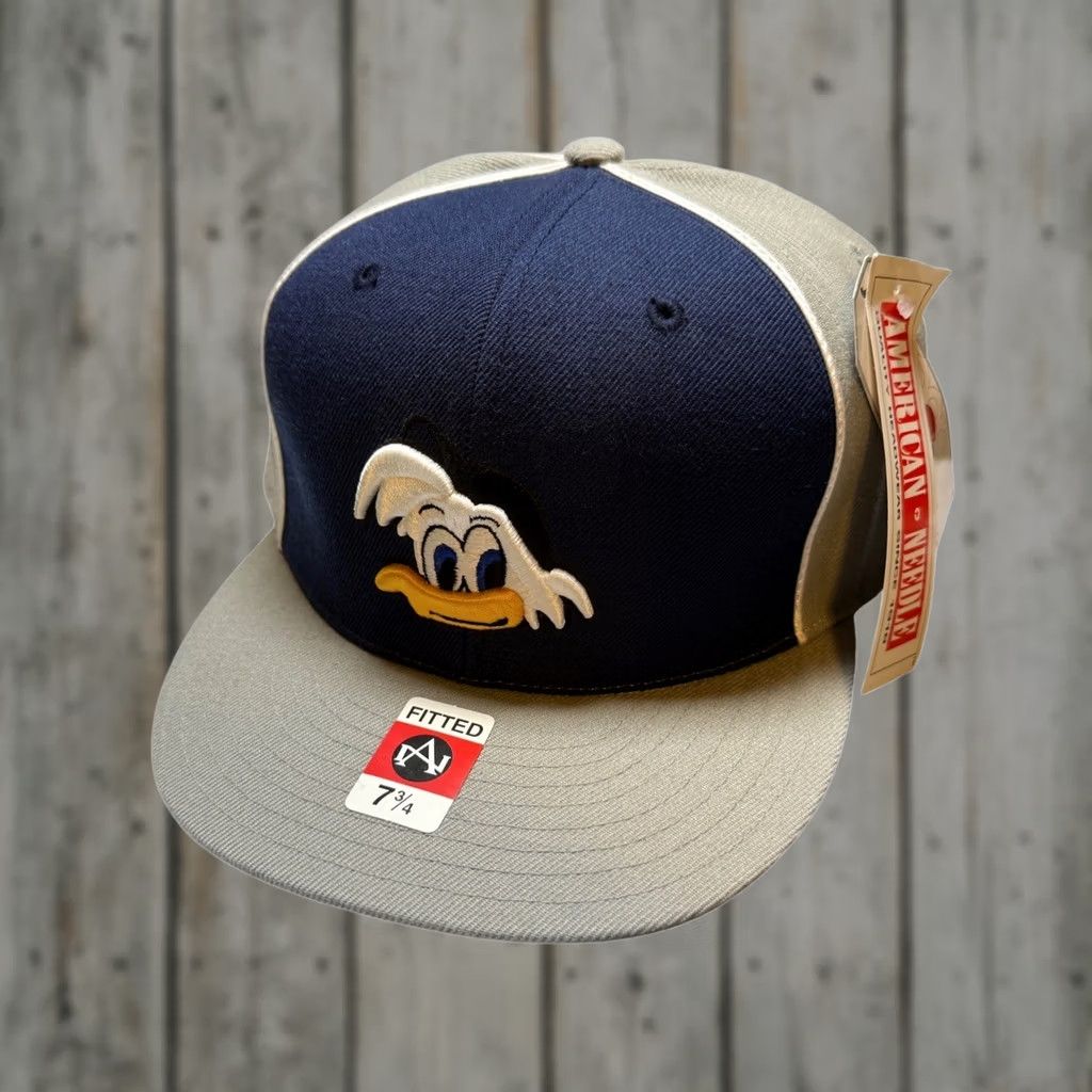 American Needle American Needle Hat Mens 7 3/4 Navy Gray Donald Duck Fitted Baseball Cap Disney NPB Marine Blue Grey Two-Tone Bill Mens Size ONE SIZE - 1 Thumbnail
