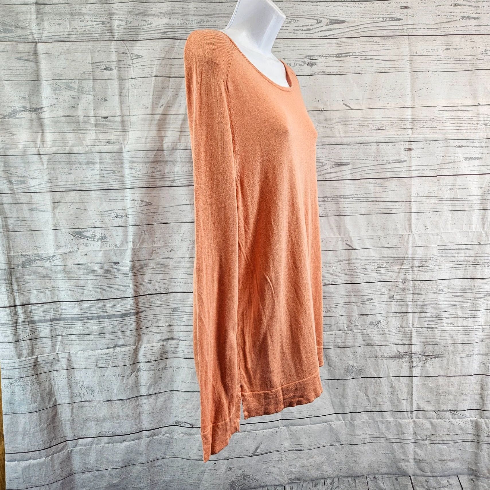 Soft Surroundings Soft Surroundings Womens Go Lively Button Back Sweater Large Orange Pullover Knit Long Sleeve Round Neck Button Size L / US 10 / IT 46 - 3 Thumbnail