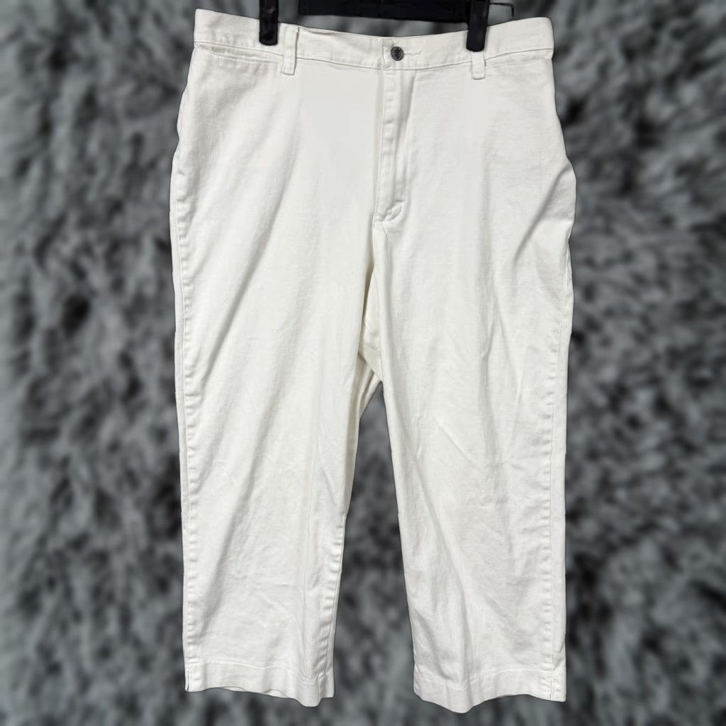 Vintage Riders Womens Capri Pants 12 Regular White Twill Stretch Capris Pockets Flat Front Summer 32x21.5 Mens? Size 34" / US 12 / IT 48 - 1 Thumbnail
