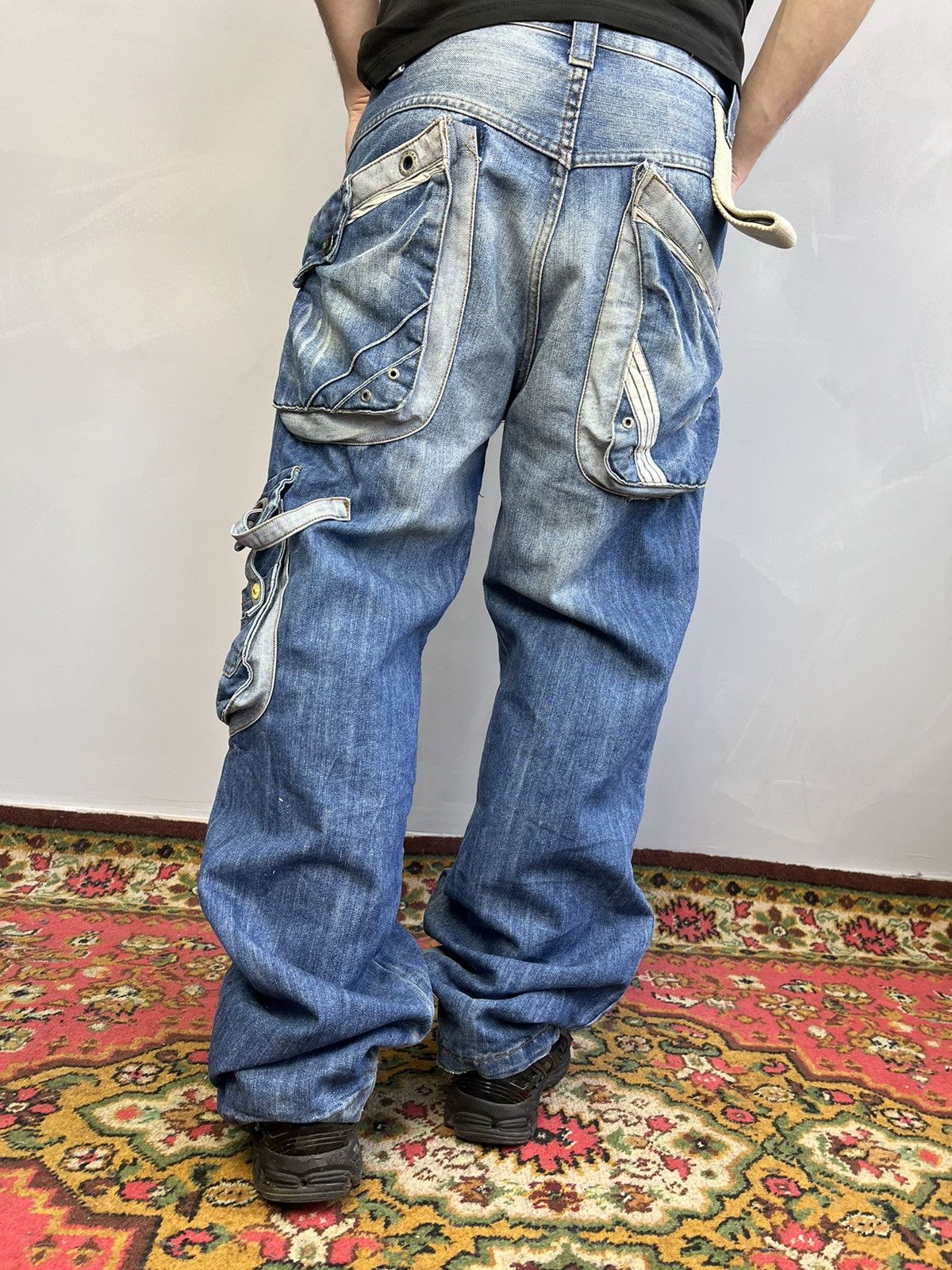 G-Star × Vintage VINTAGE Y2K G STAR BONDAGE DISTRESSED CARGO PANTS Size US 31 - 10 Thumbnail