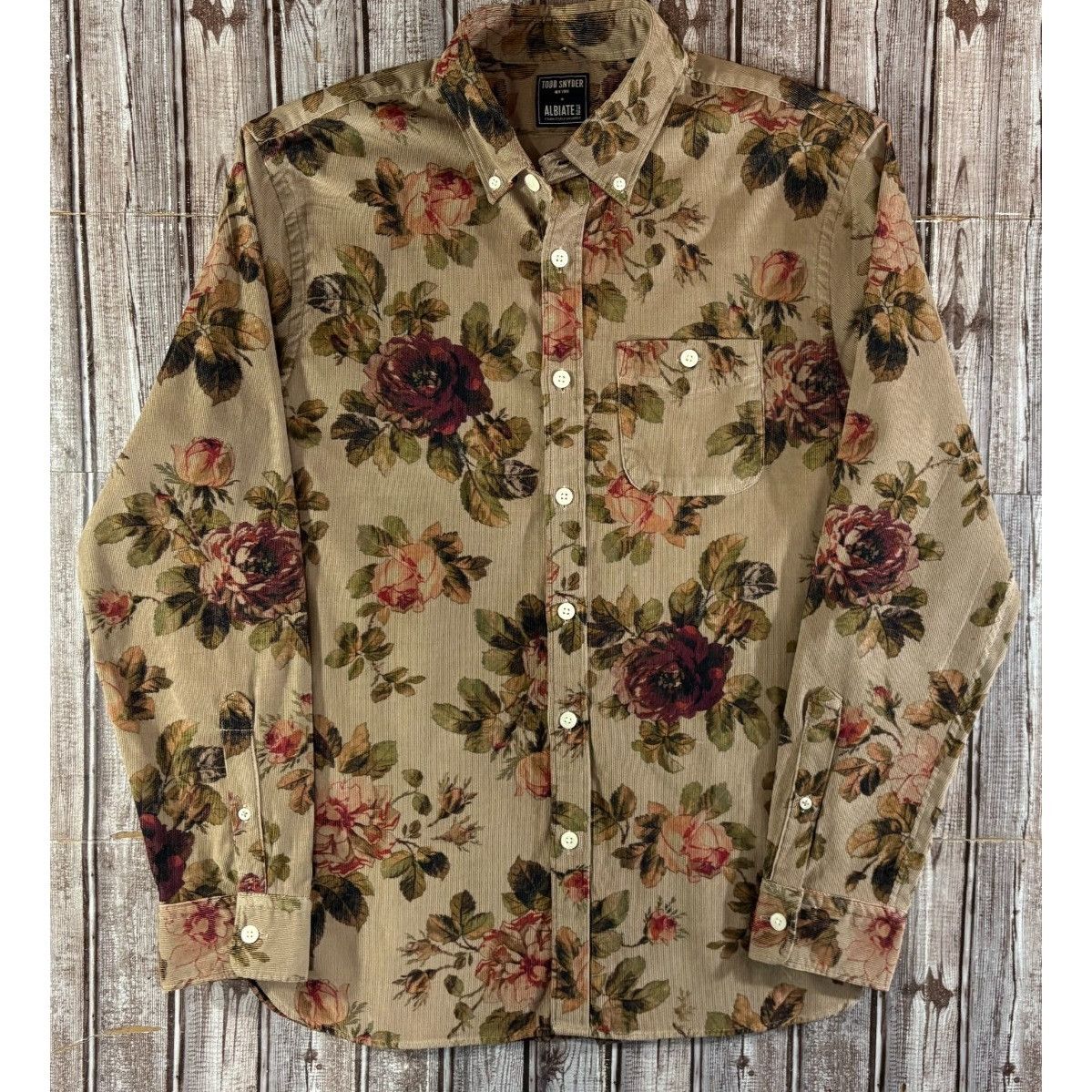 Todd Snyder x Albiate Floral print corduroy shirt size M col