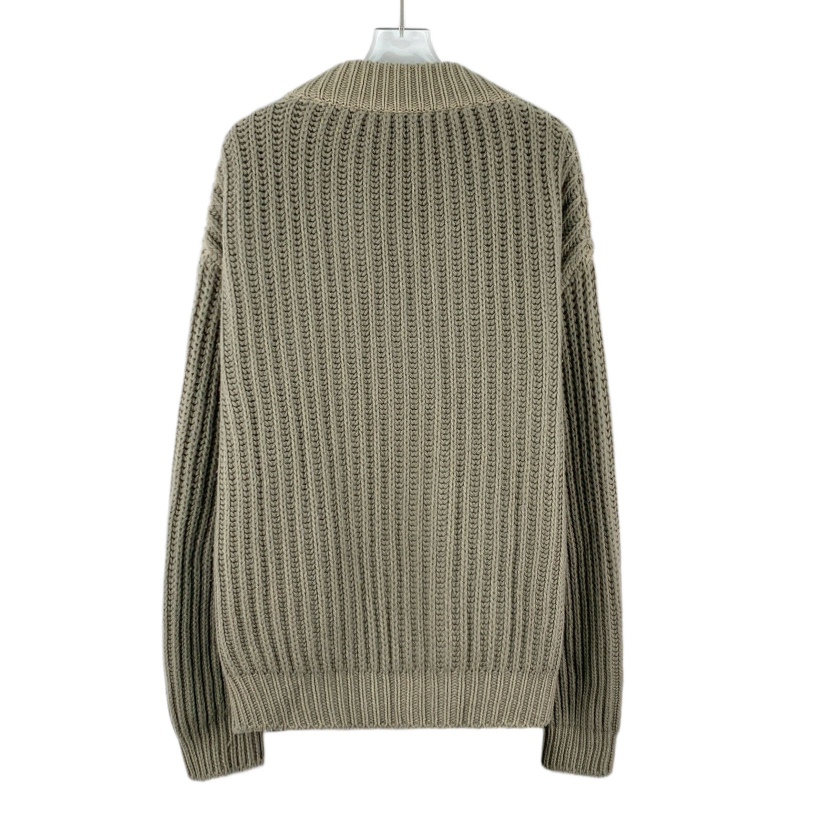 Prada Prada Logo Intarsia Wool Cardigan Grey-Green (42) Size US XS / EU 42 / 0 - 2 Thumbnail