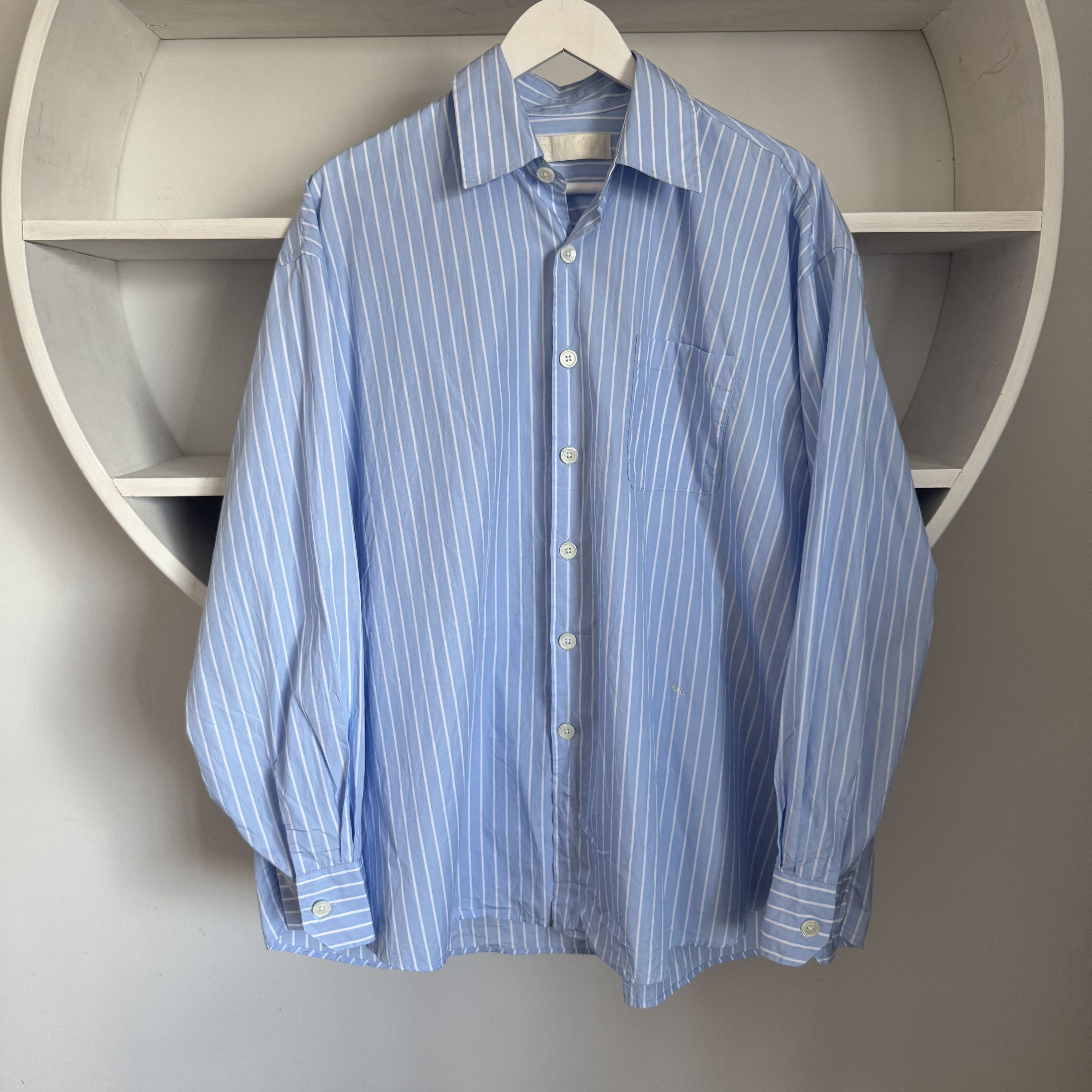 Our Legacy Borrowed Shirt blue/rose olden stripe | Grailed