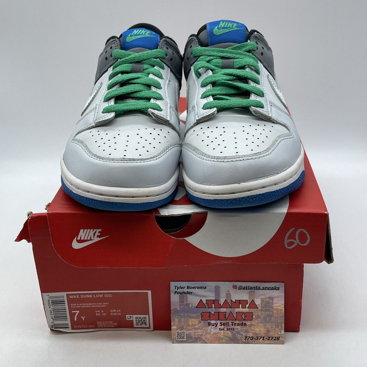 Nike Dunk low gs pure platinum photo blue Size US 7 / EU 40 - 2 Thumbnail
