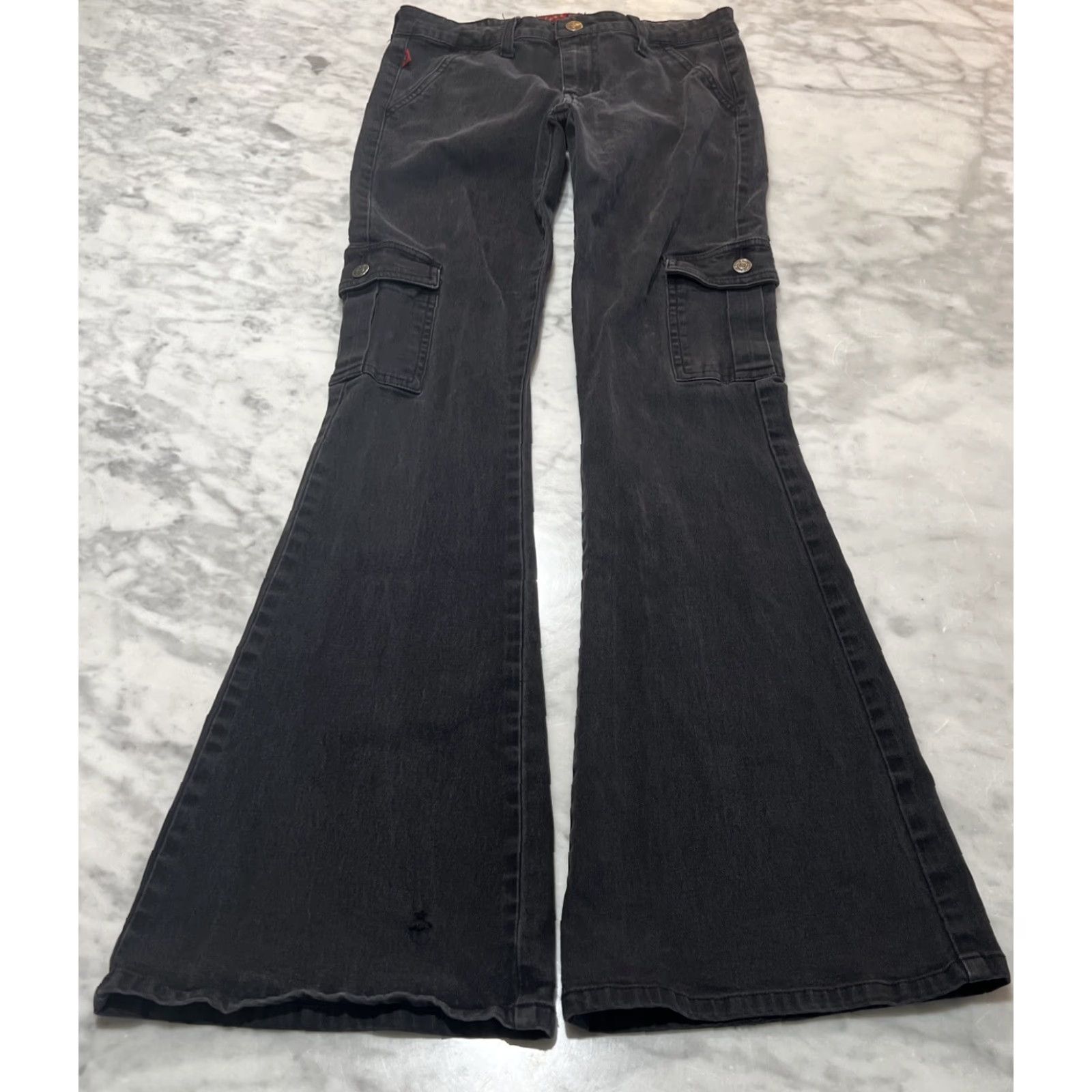 Denime VINTAGE YMI Jeans Women Cargo Denim Black Flared 30in Inseam Size 5wear Bag Cultures? Size 27" / US 4 / IT 40 - 2 Thumbnail