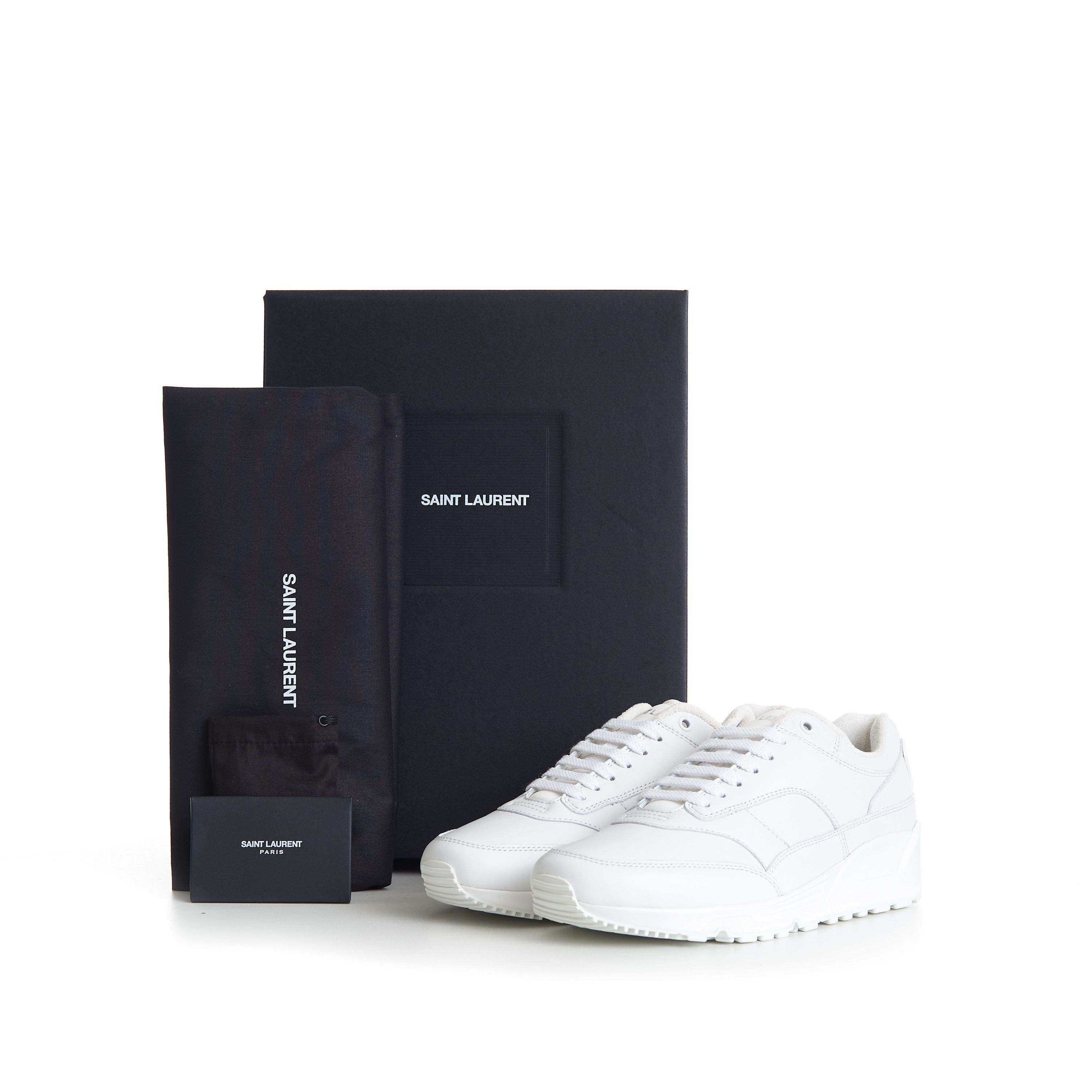 Saint Laurent Paris Men's White 'Bump' Low-top Smooth Leather Sneakers Size US 6.5 / EU 39-40 - 12 Thumbnail