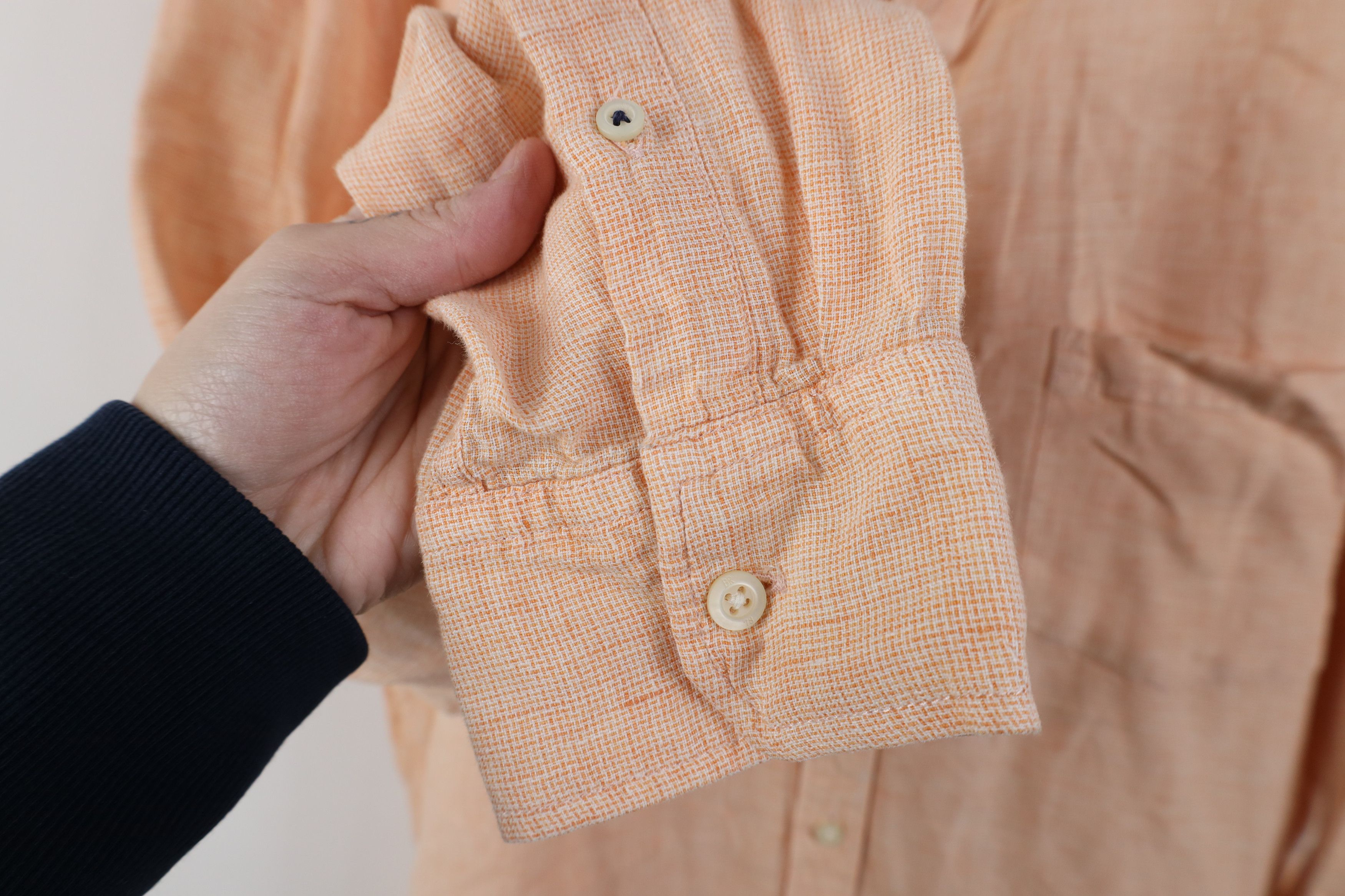 Banana Republic Banana Republic Linen Knit Collared Button Down Shirt Orange Size US XL / EU 56 / 4 - 7 Thumbnail