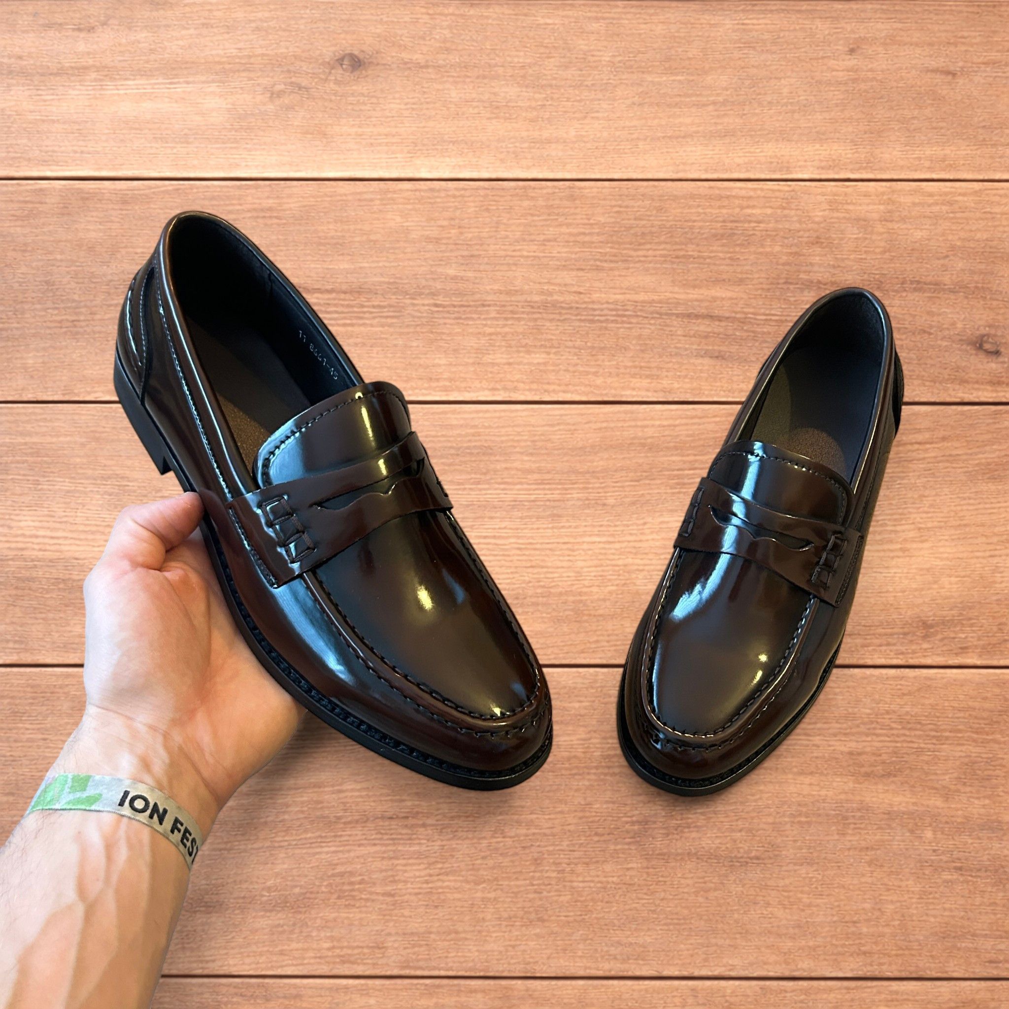 Japanese Brand Lovely faux leather penny dress loafers shoes in brown. Size US 11 / EU 44 - 1 Thumbnail