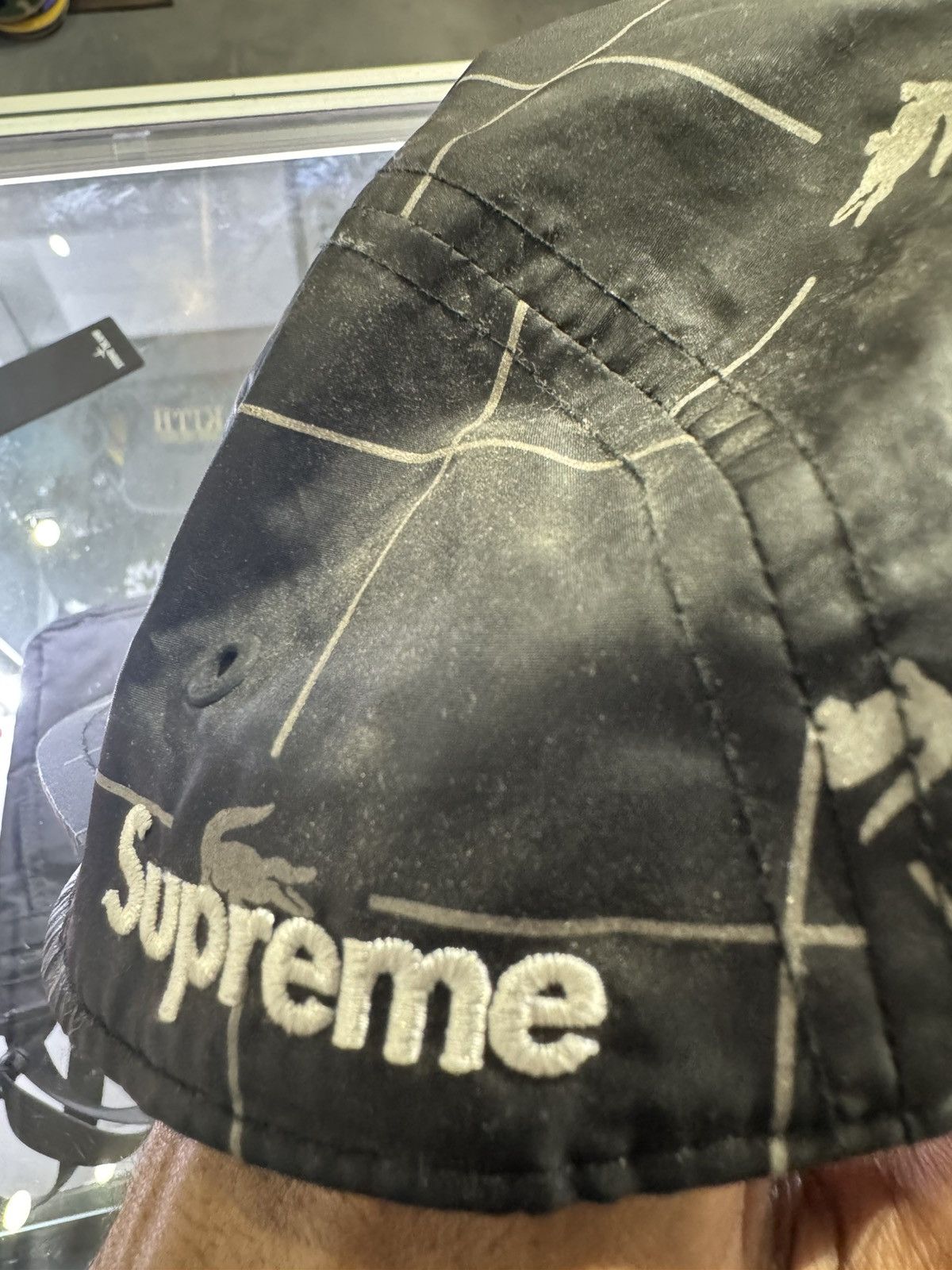 Lacoste × Supreme Supreme Lacoste Live! Reflective Camp Cap - Black SS18 Size ONE SIZE - 3 Thumbnail